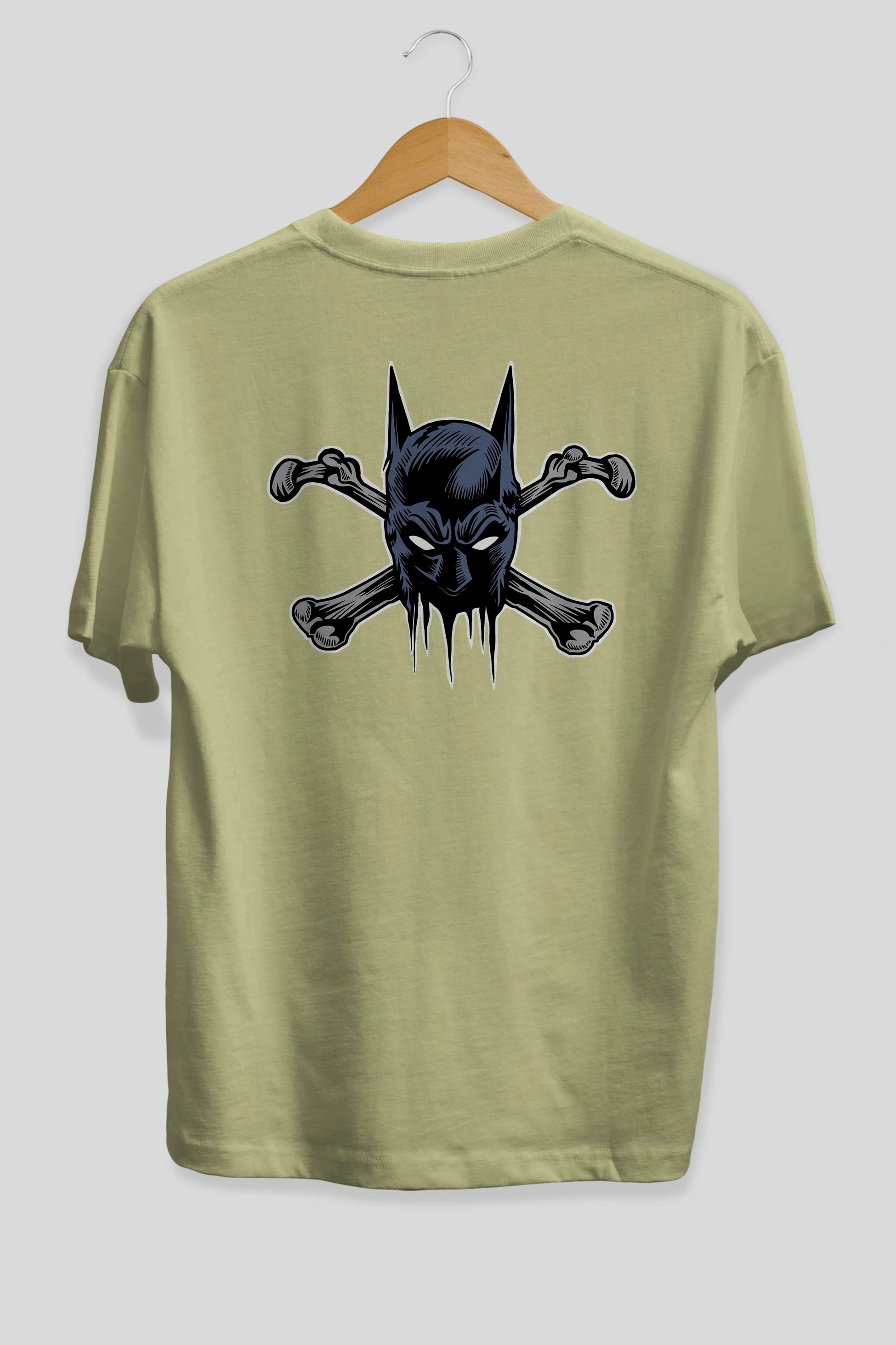 Batbones Arka Baskılı Oversize t-shirt Erkek Kadın Unisex %100 Pamuk