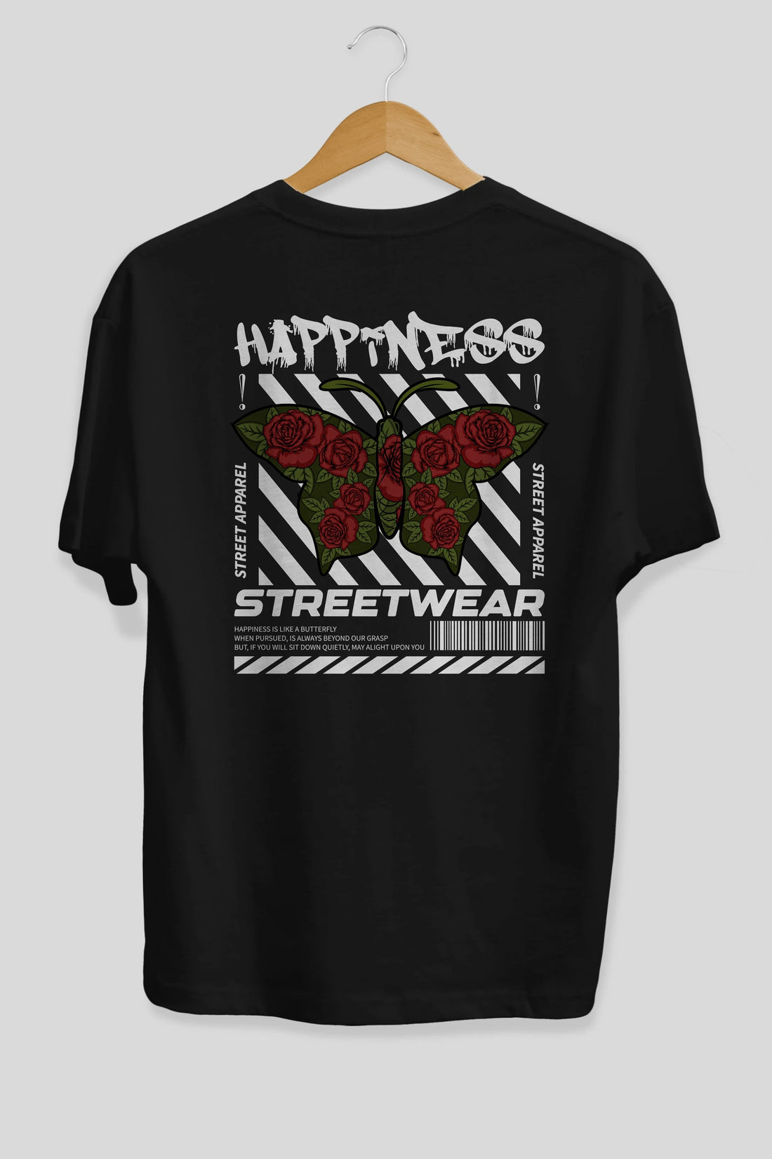 Happiness Streetwear Arka Baskılı Oversize t-shirt Erkek Kadın Unisex