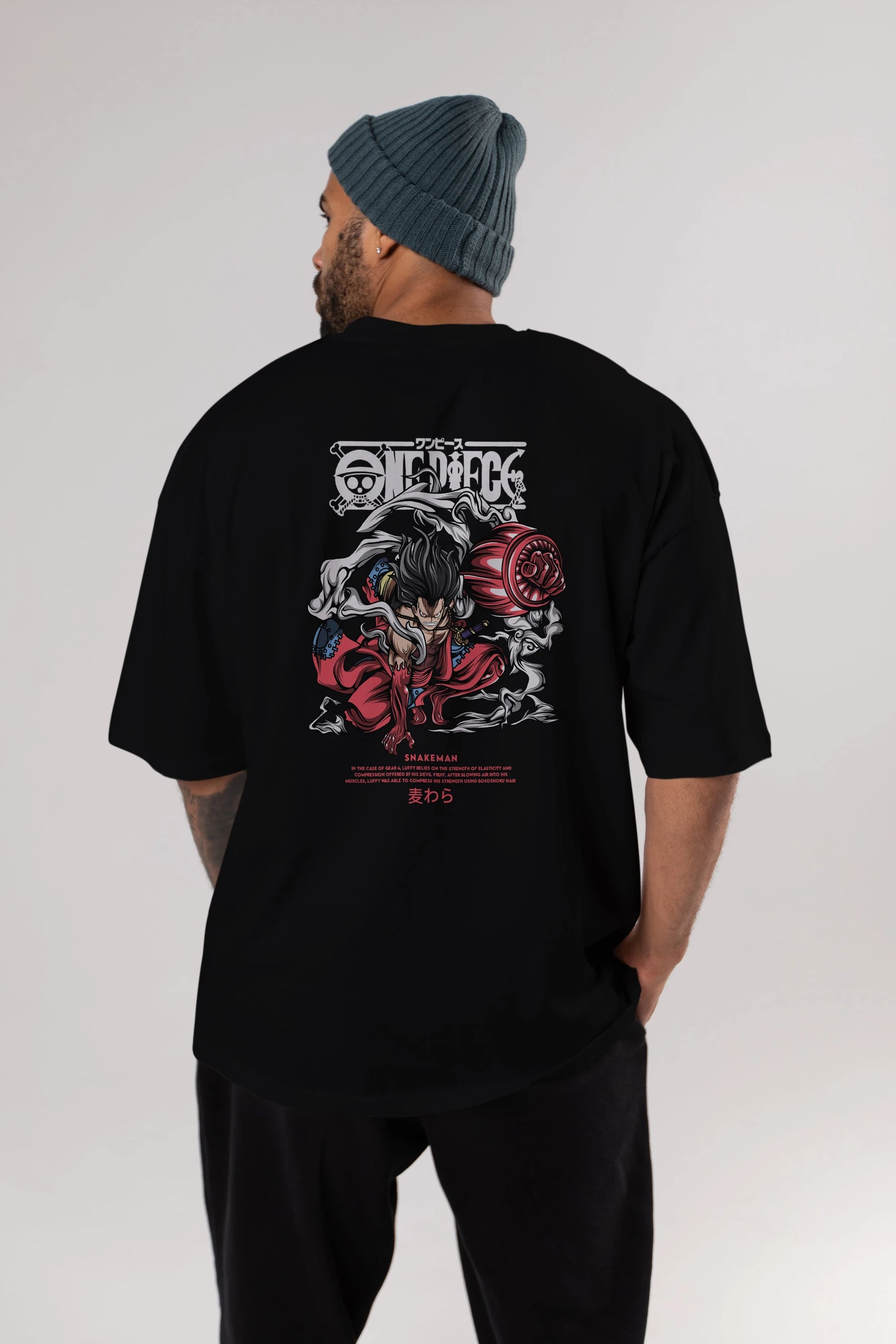 One Piece Snakeman Anime Arka Baskılı Oversize t-shirt Erkek Kadın Unisex