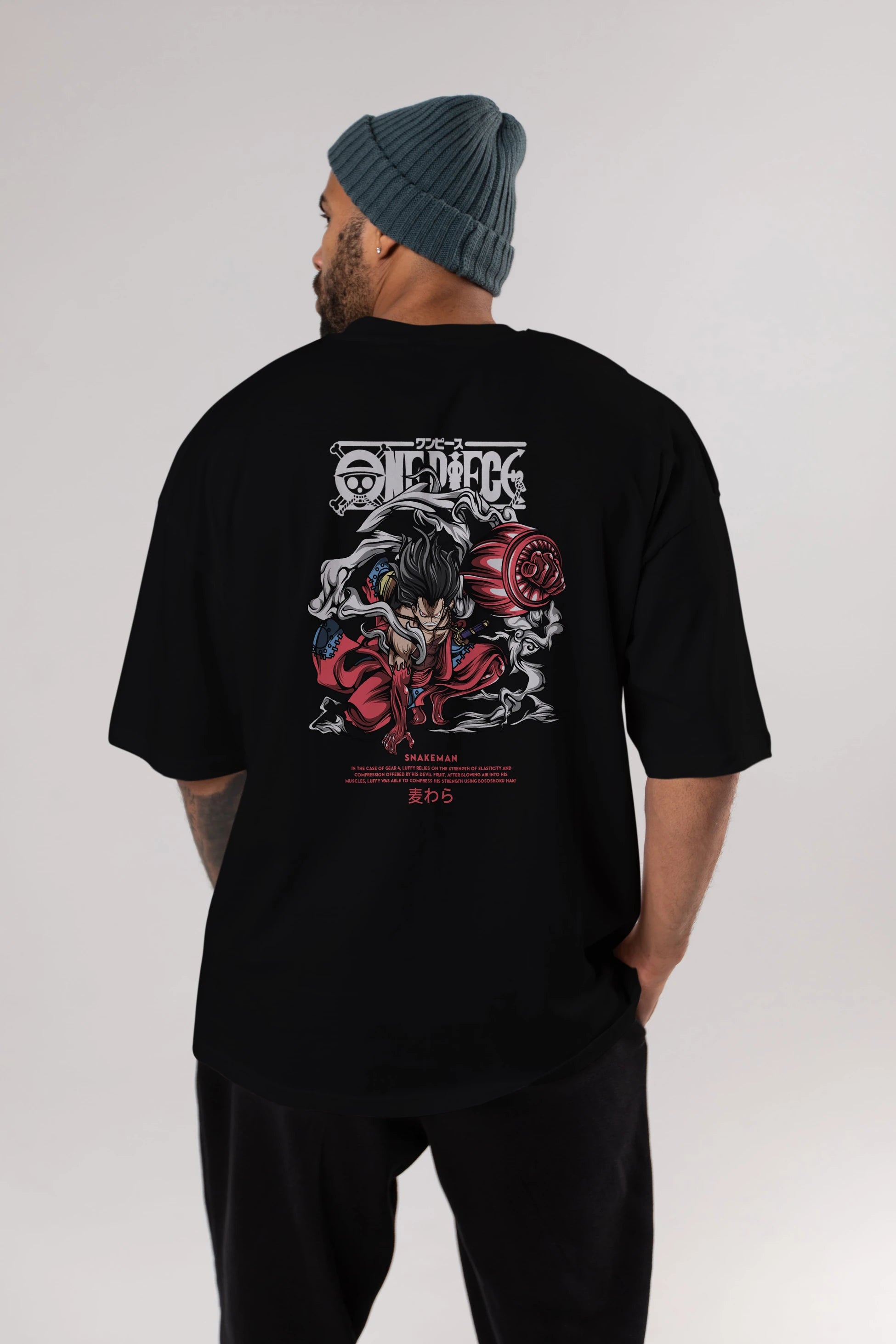 One Piece Snakeman Anime Arka Baskılı Oversize t-shirt Erkek Kadın Unisex