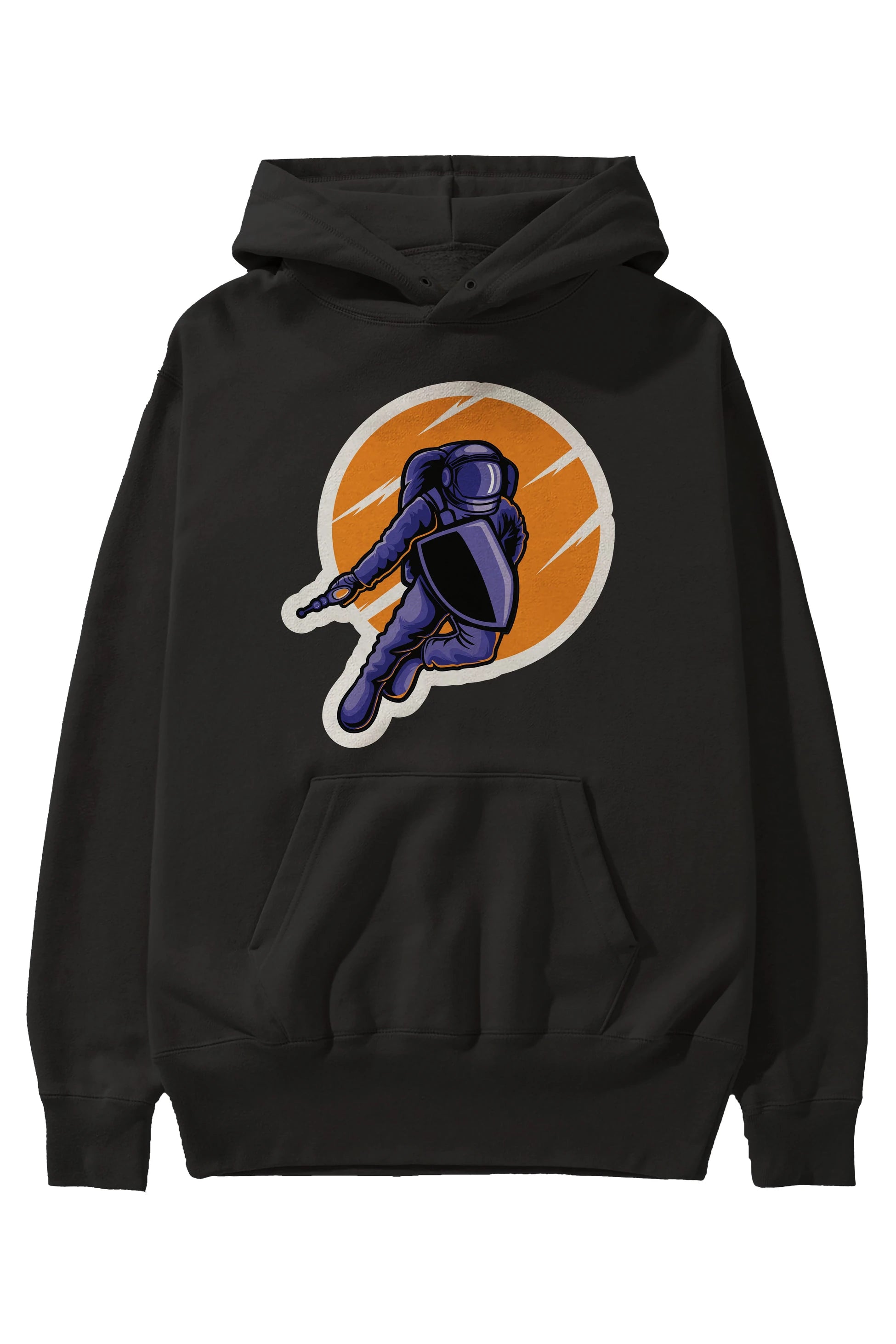 Astro Wars Sticker Ön Baskılı Hoodie Oversize Kapüşonlu Sweatshirt Erkek Kadın Unisex