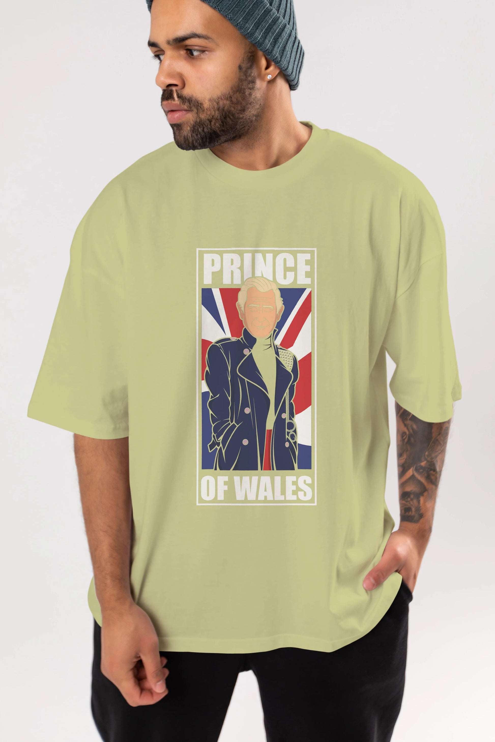 Prince Charles Ön Baskılı Oversize t-shirt Erkek Kadın Unisex %100 Pamuk tişort