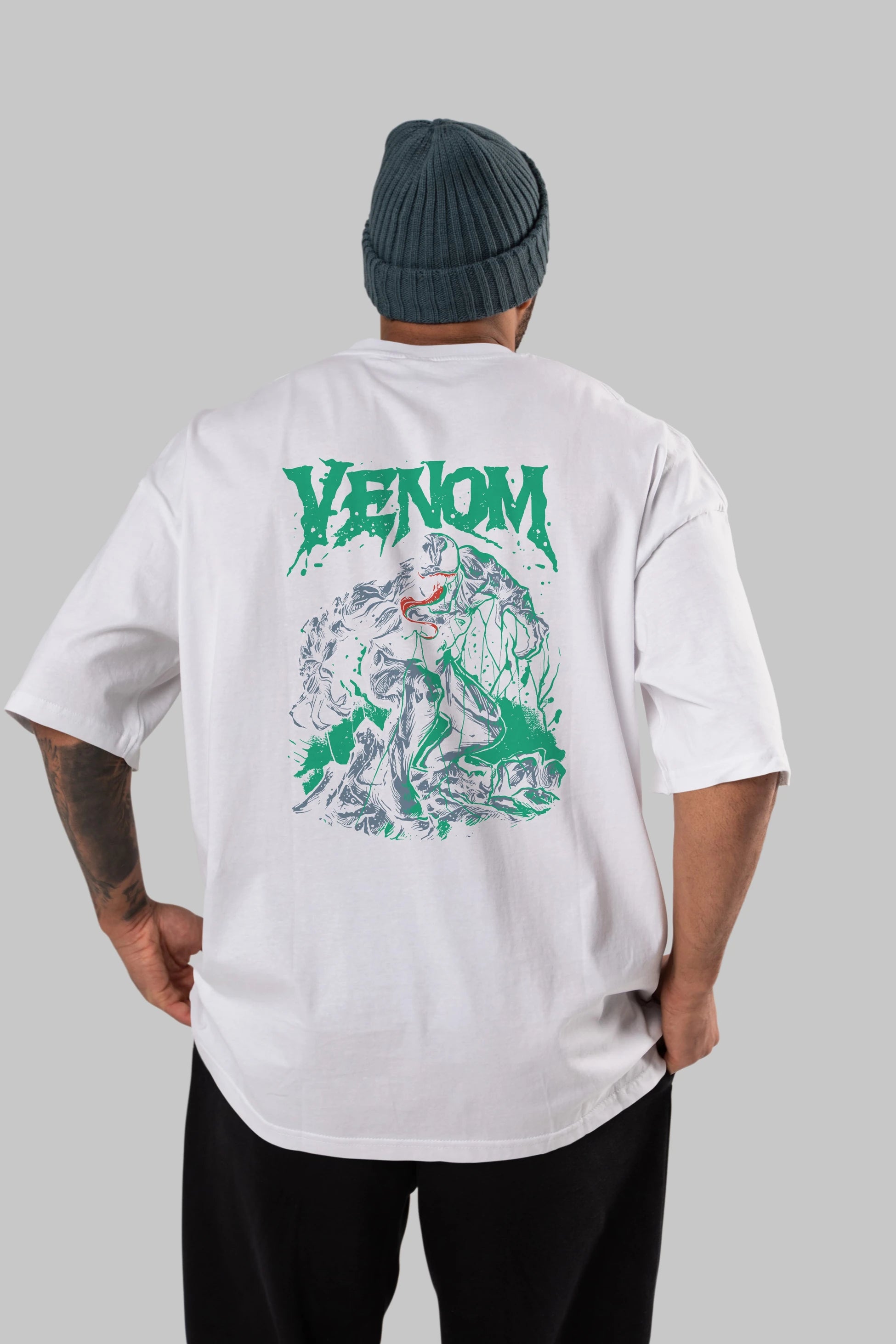 Venom (3) Arka Baskılı Oversize t-shirt Erkek Kadın Unisex %100 Pamuk Bisiklet Yaka tişort