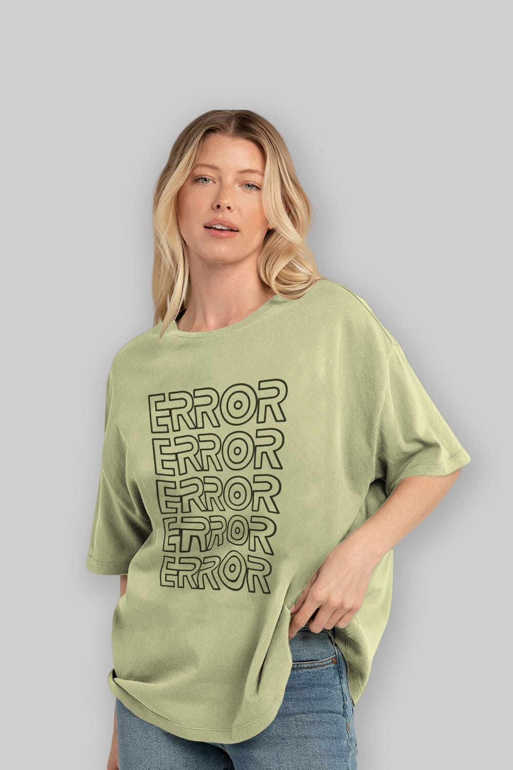 Error Yazılı Ön Baskılı Oversize t-shirt Erkek Kadın Unisex