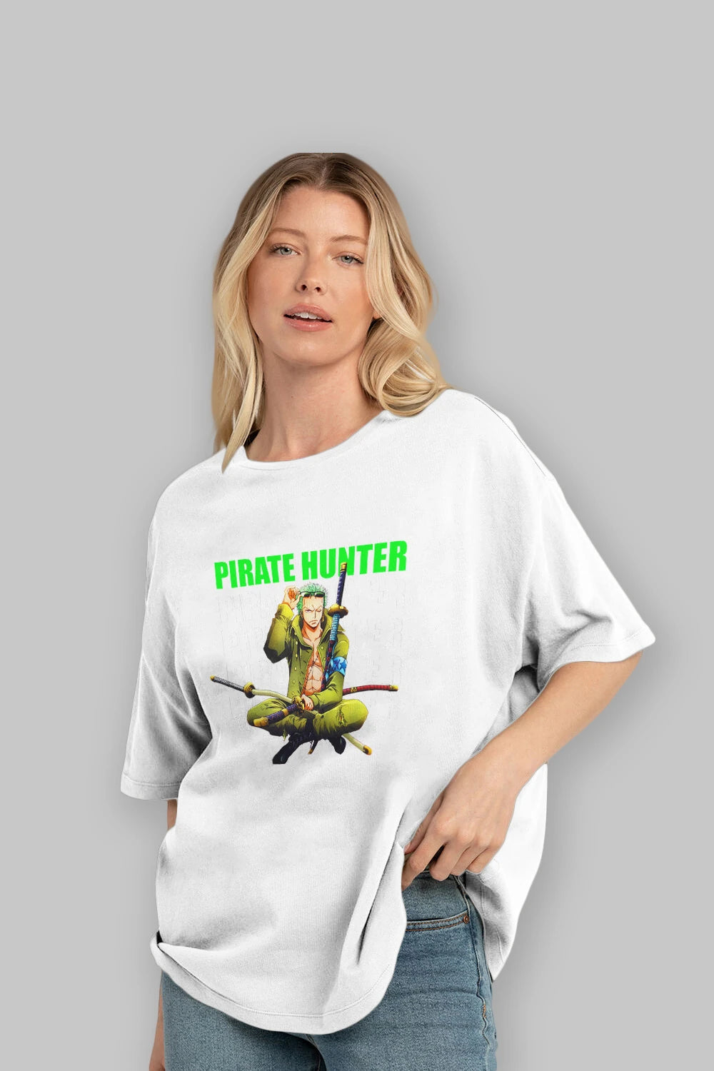 Roronoa Zoro 4 Anime Ön Baskılı Oversize t-shirt Erkek Kadın Unisex