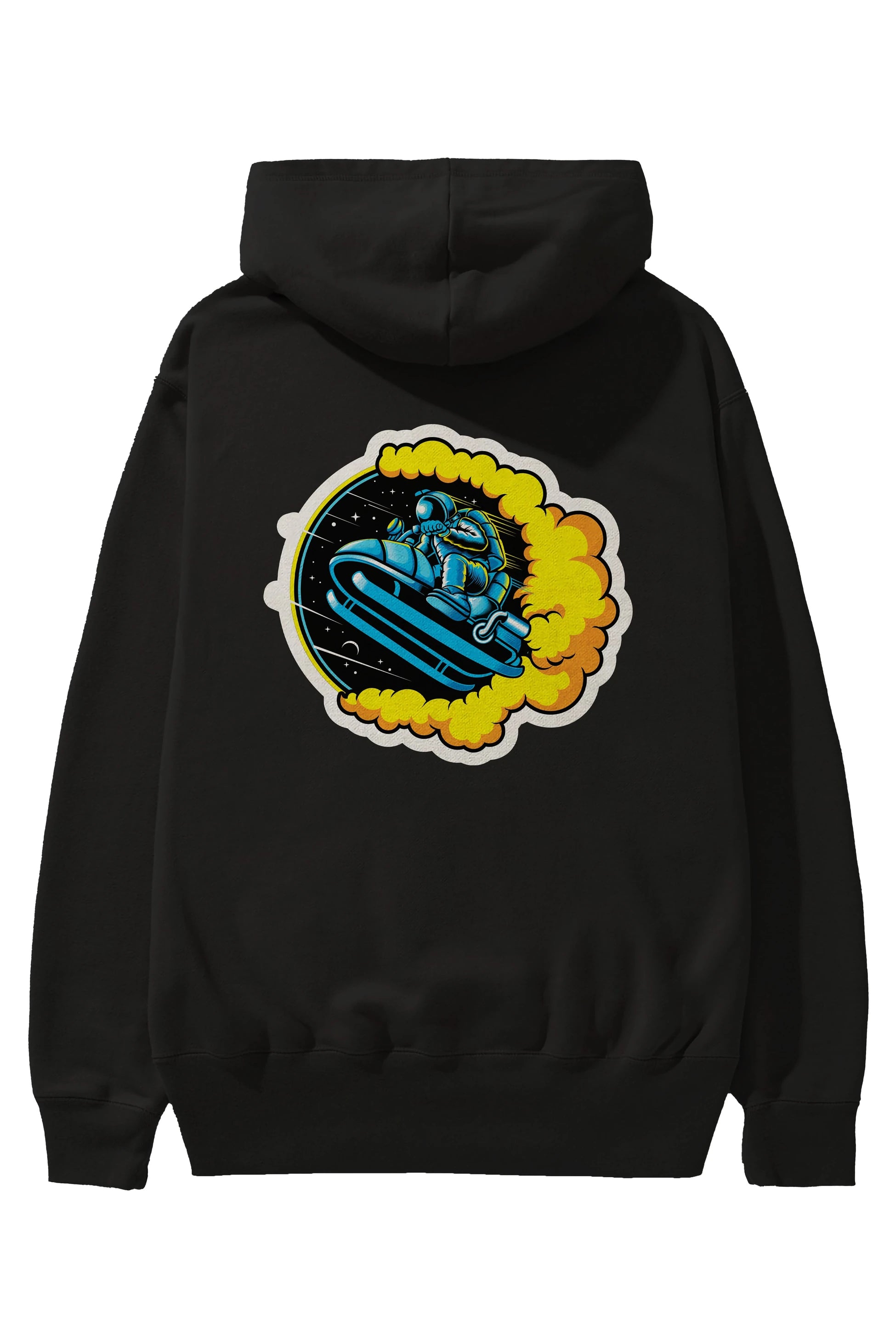 Astrojump with Snowmobile Sticker Arka Baskılı Hoodie Oversize Kapüşonlu Sweatshirt Erkek Kadın Unisex