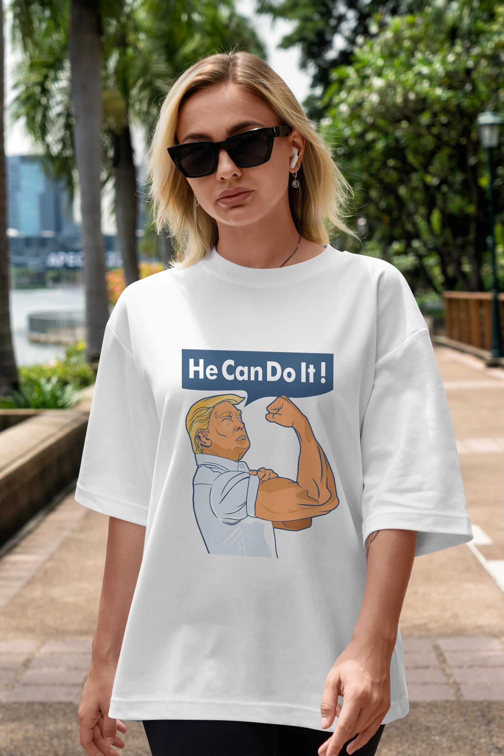 He Can Do It Trump Ön Baskılı Oversize t-shirt Erkek Kadın Unisex %100 Pamuk tişort