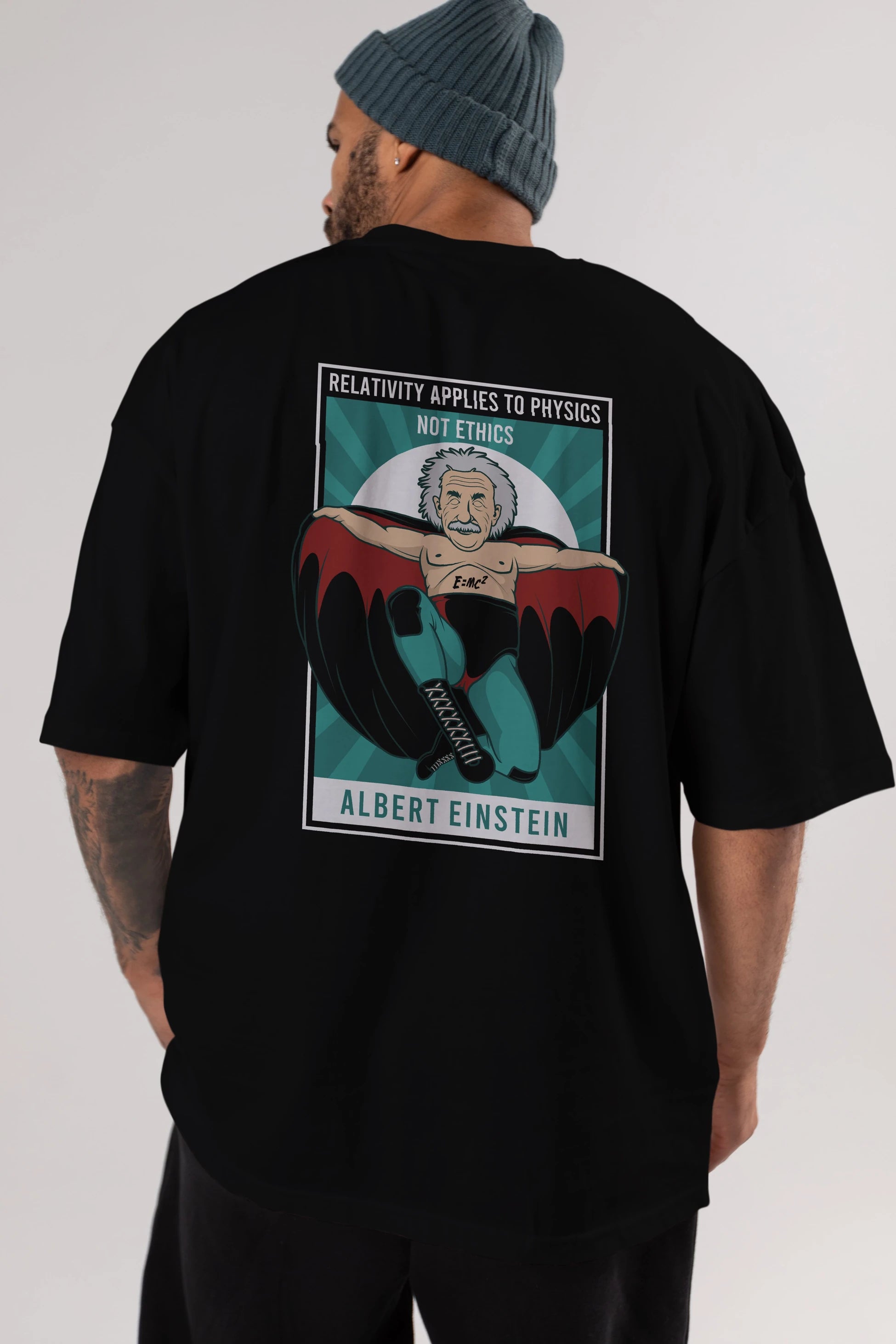 Nacho Libre Einstein Arka Baskılı Oversize t-shirt Erkek Kadın Unisex %100 Pamuk tişort