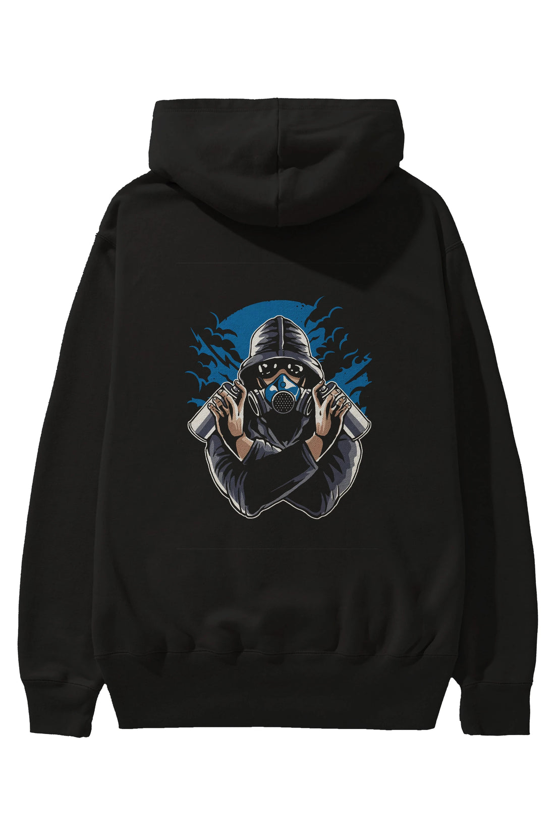 Graffiti Gasmask Arka Baskılı Hoodie Oversize Kapüşonlu Sweatshirt Erkek Kadın Unisex