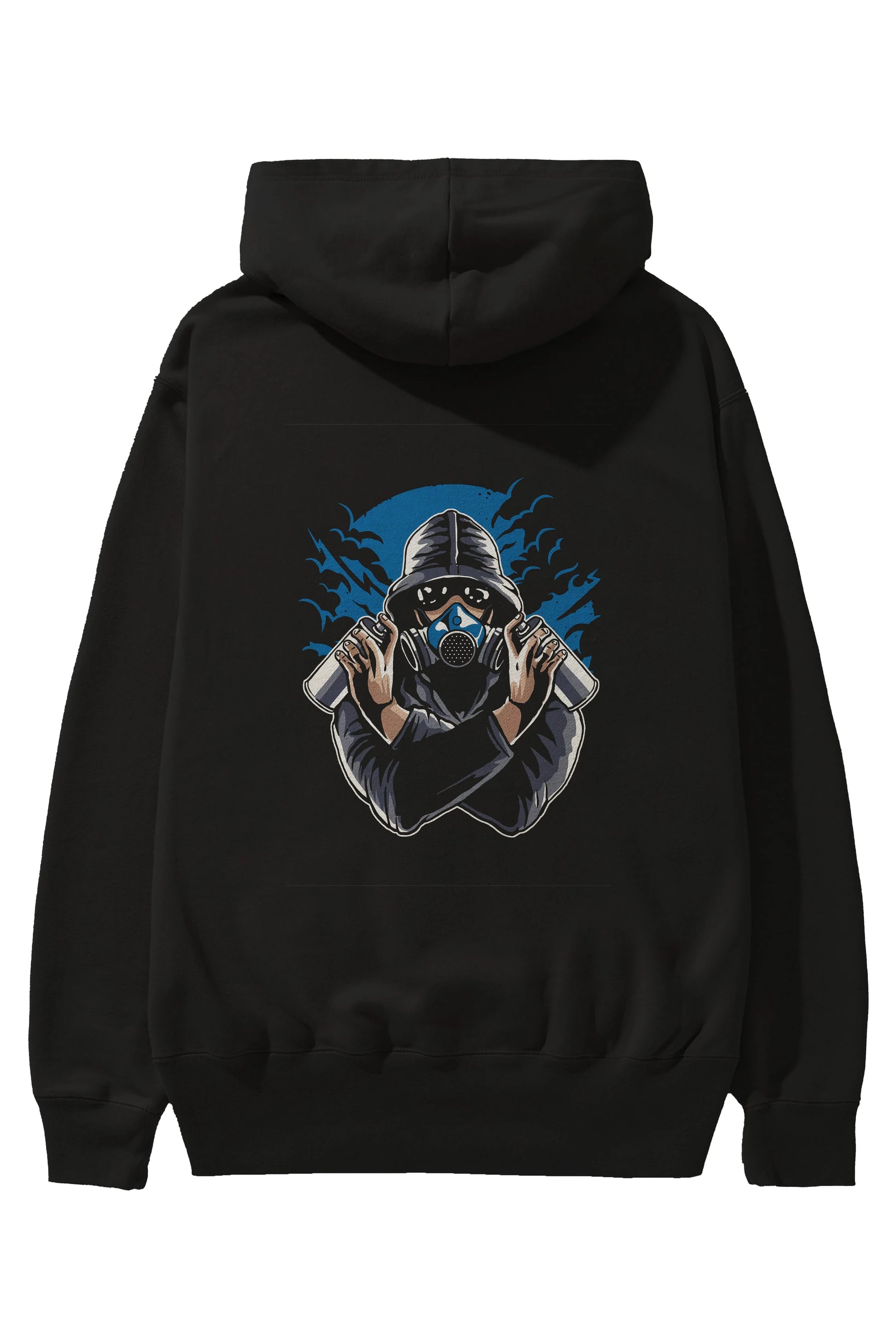 Graffiti Gasmask Arka Baskılı Hoodie Oversize Kapüşonlu Sweatshirt Erkek Kadın Unisex