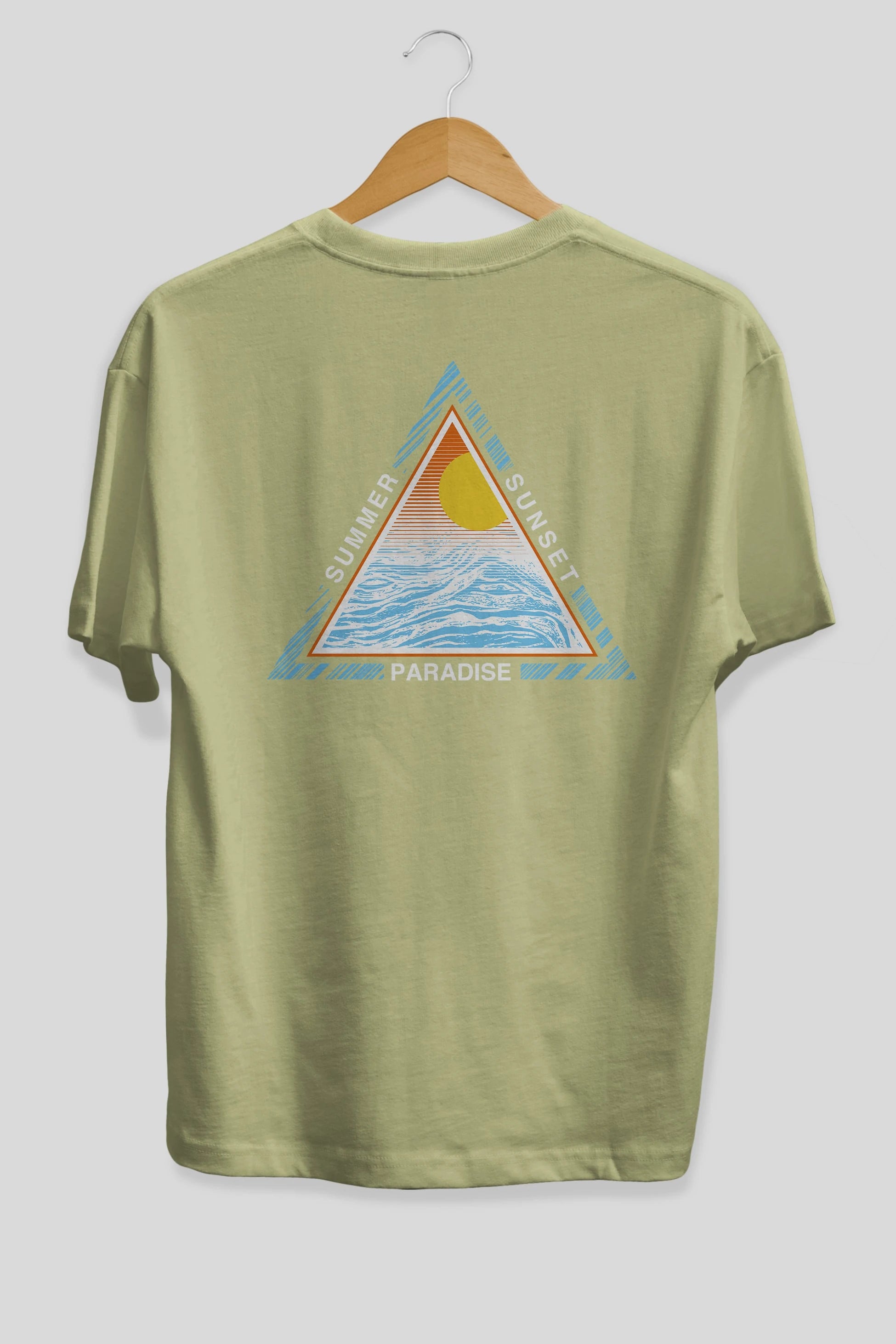Summer Sunset Paradise Arka Baskılı Oversize t-shirt Erkek Kadın Unisex