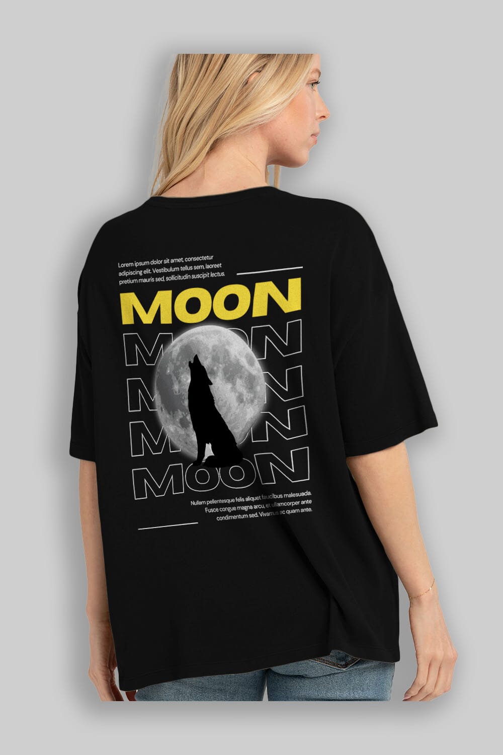 Moon Arka Baskılı Oversize t-shirt Erkek Kadın Unisex