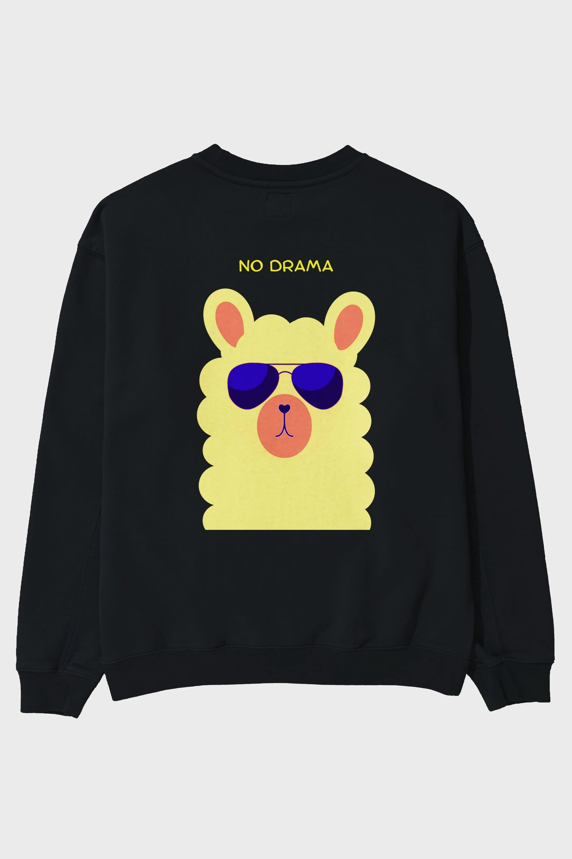No Drama Yazılı Lama Arka Baskılı Oversize Sweatshirt Erkek Kadın Unisex