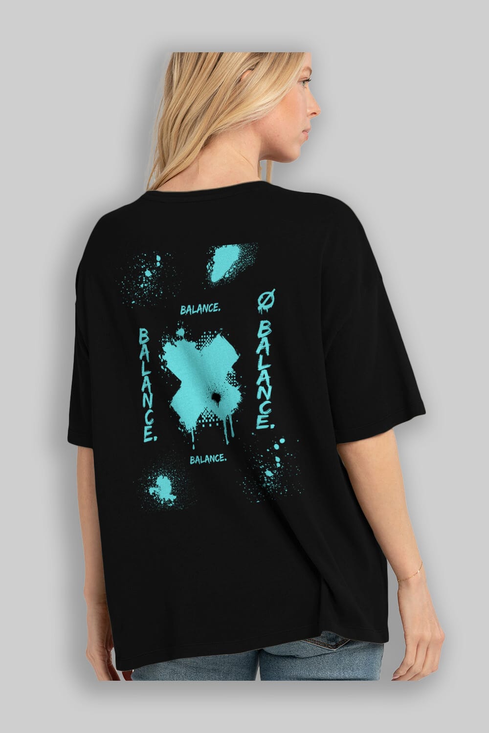 Balance Balance Yazılı Arka Baskılı Oversize t-shirt Erkek Kadın Unisex