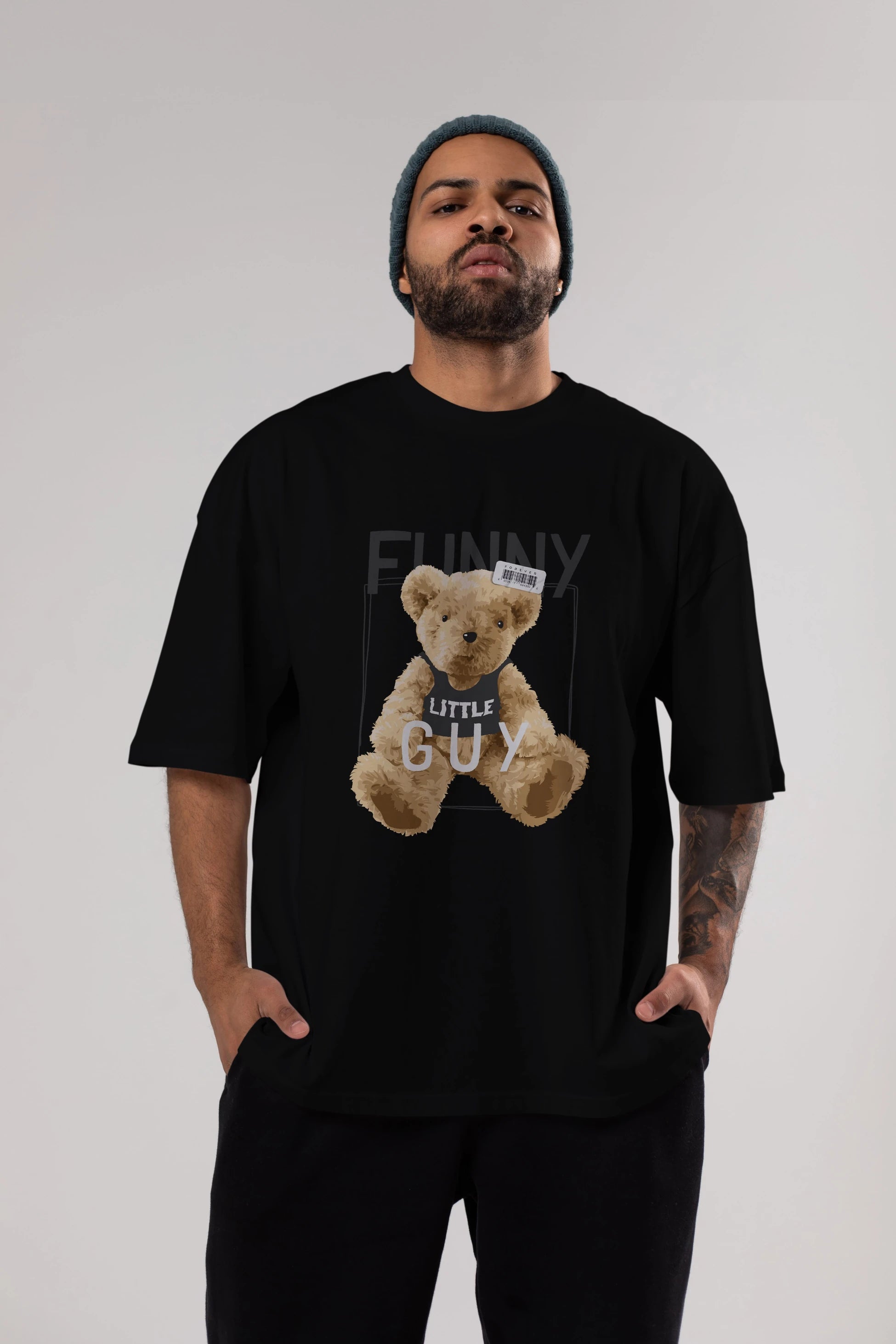 Teddy Bear Funny Ön Baskılı Oversize t-shirt Erkek Kadın Unisex %100 Pamuk