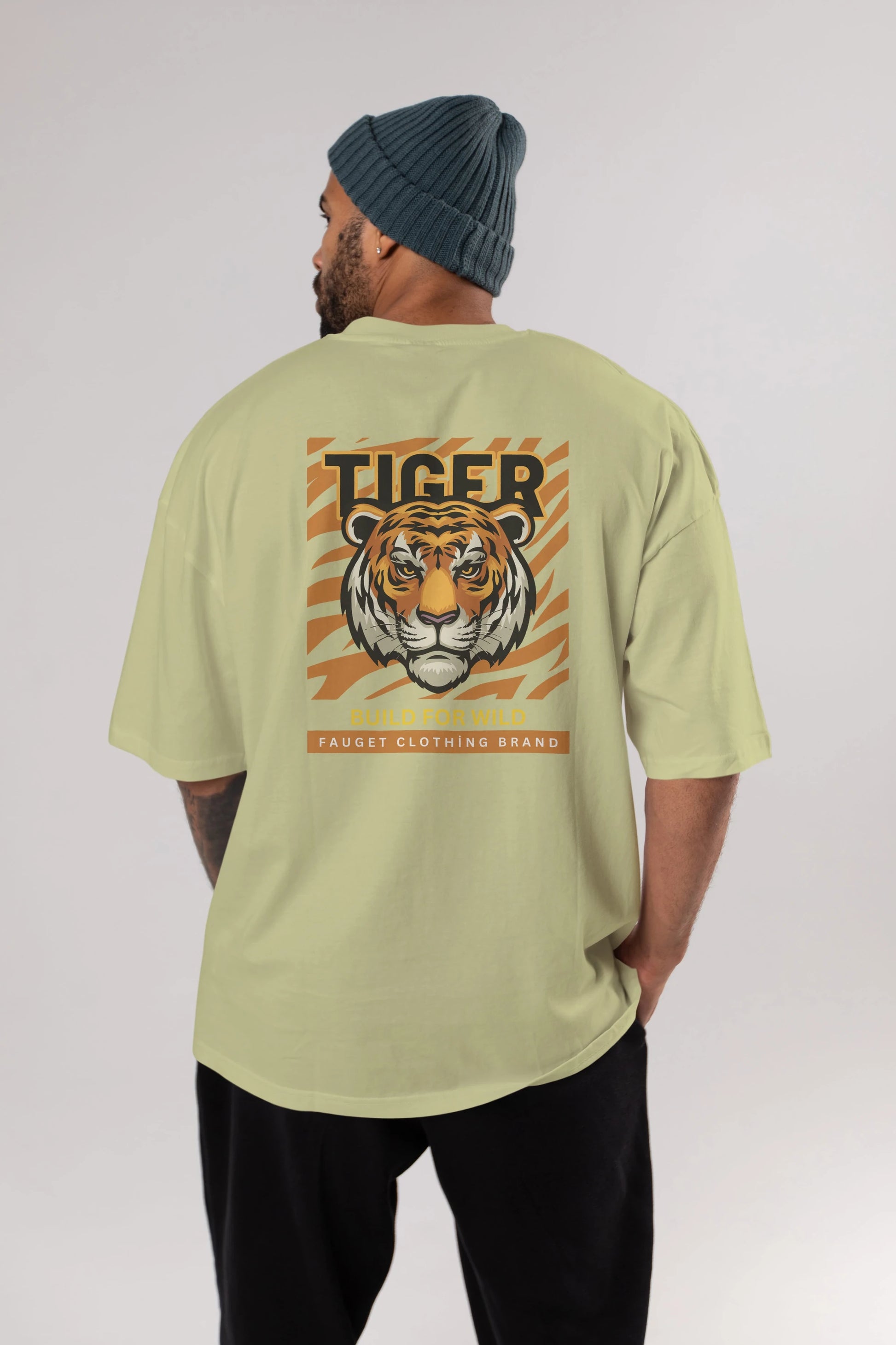 Tiger Arka Baskılı Oversize t-shirt Erkek Kadın Unisex