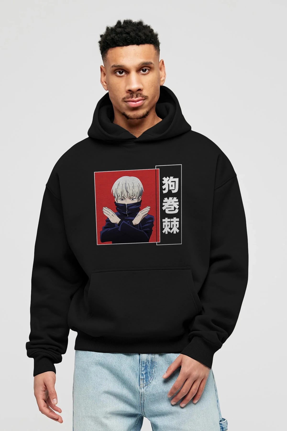 Toge Inumaki Anime Ön Baskılı Hoodie Oversize Kapüşonlu Sweatshirt Erkek Kadın Unisex
