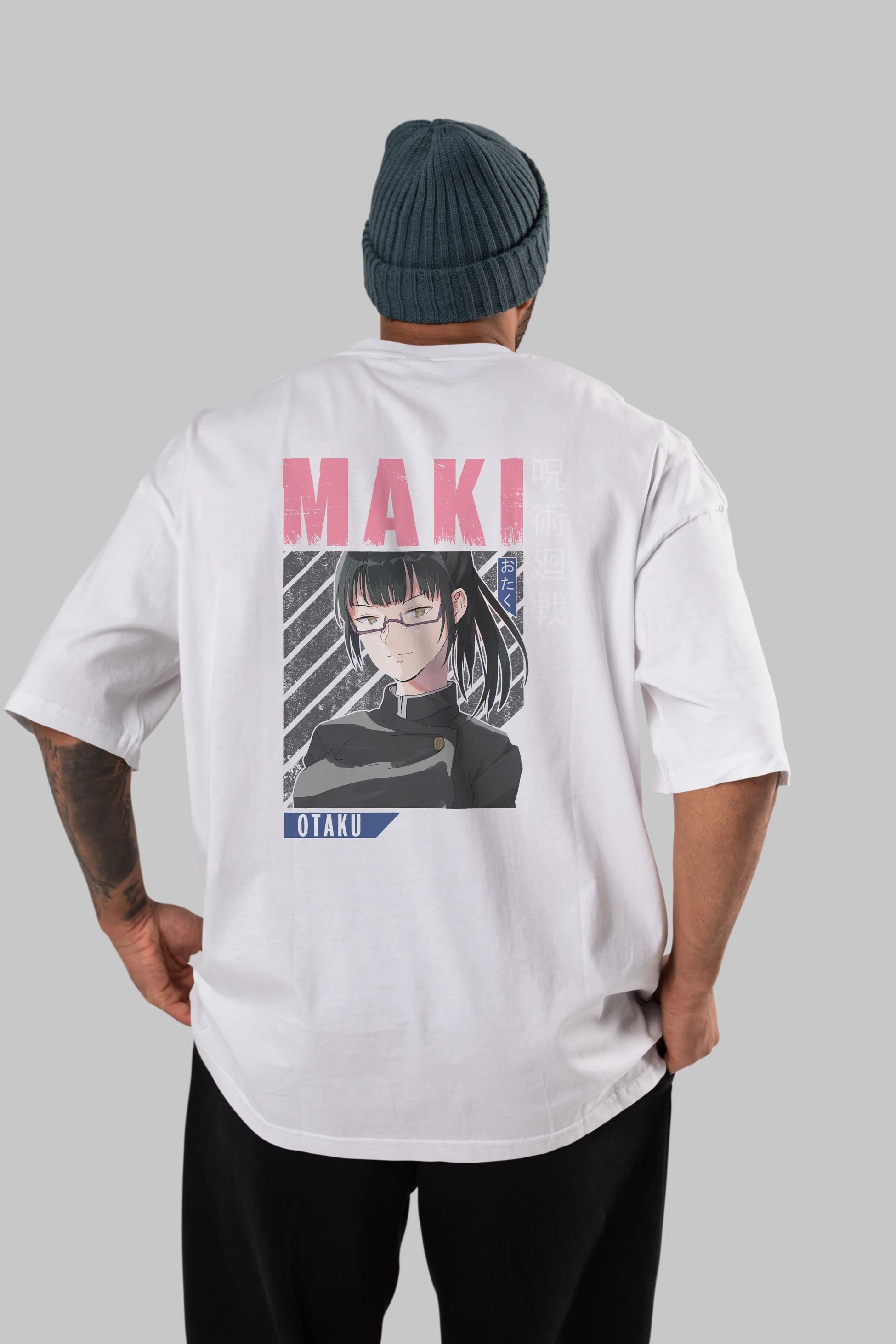 Maki Zenin CHAINSAWMAN 1 Anime Arka Baskılı Oversize t-shirt Erkek Kadın Unisex