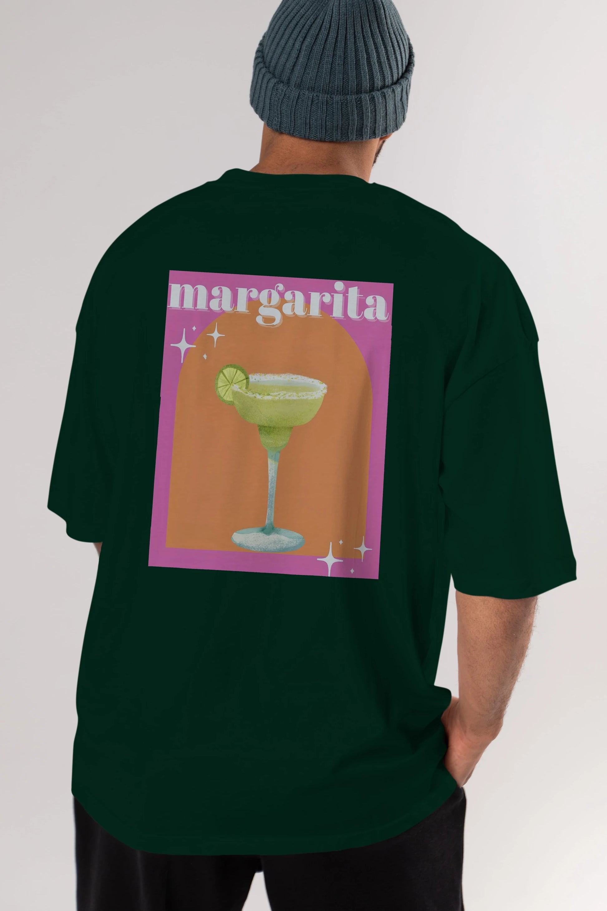 Margarita 7 Arka Baskılı Oversize t-shirt Erkek Kadın Unisex %100 Pamuk Bisiklet Yaka tişort