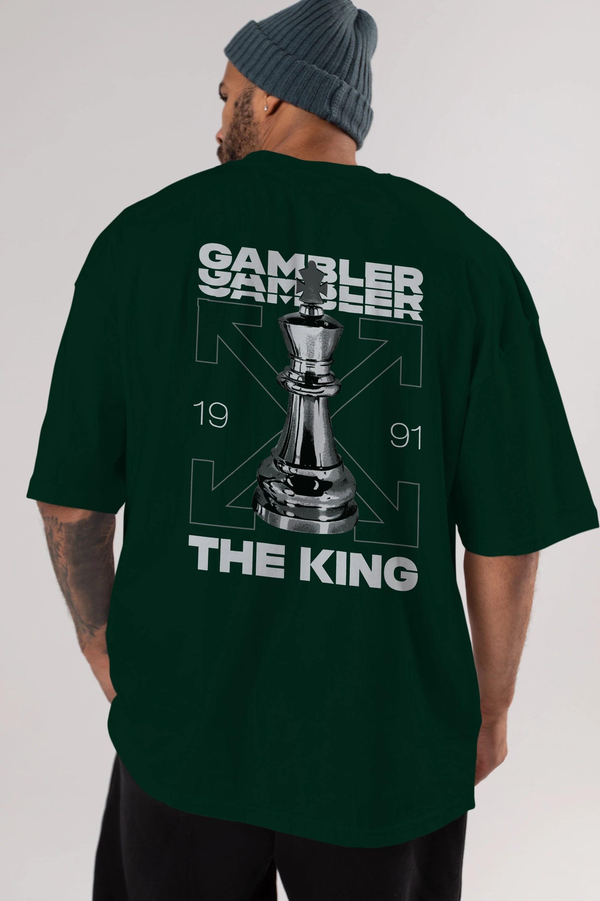 Gambler The King Arka Baskılı Oversize t-shirt Erkek Kadın Unisex