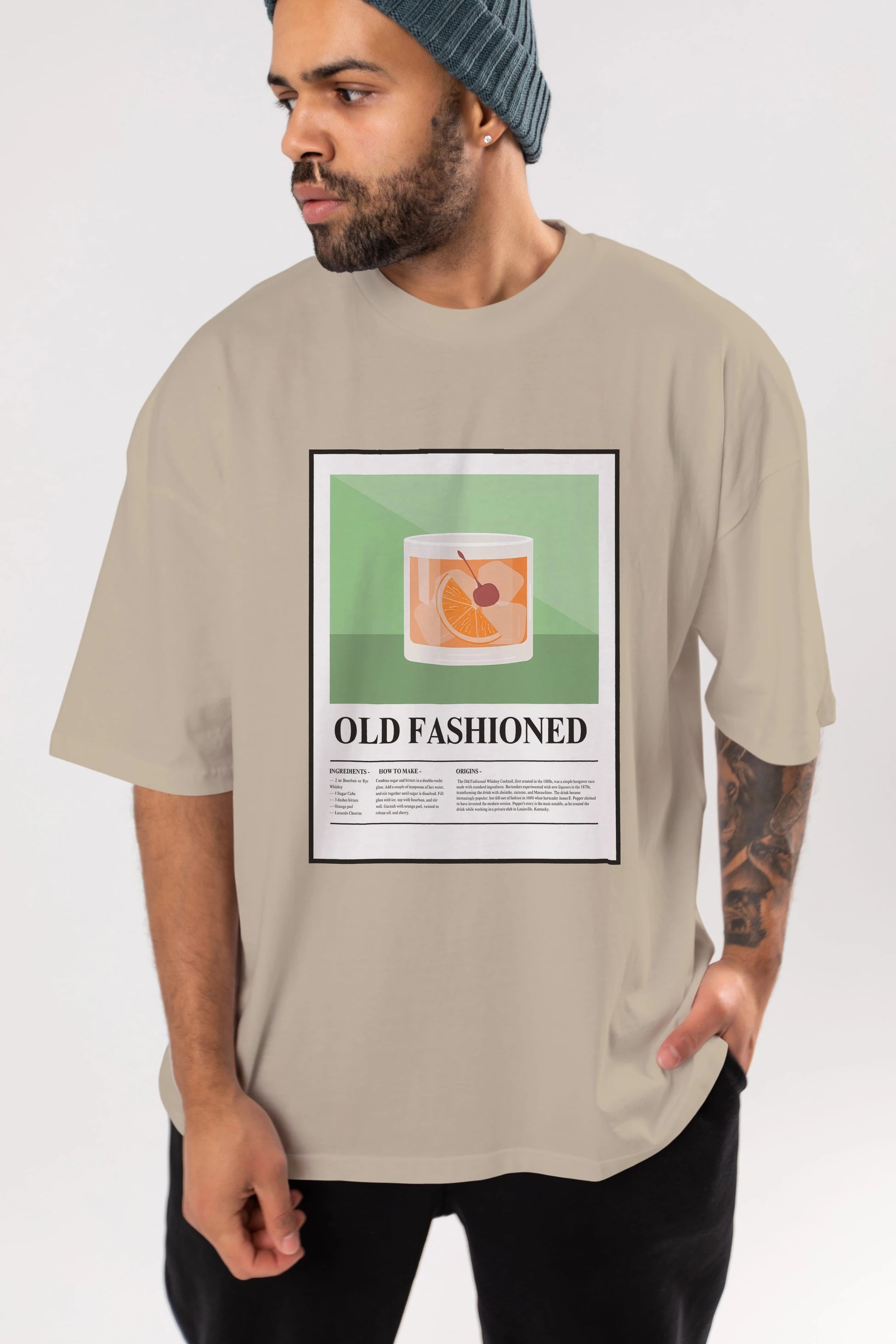 Old Fashioned Ön Baskılı Oversize t-shirt Erkek Kadın Unisex %100 Pamuk Bisiklet Yaka tişort