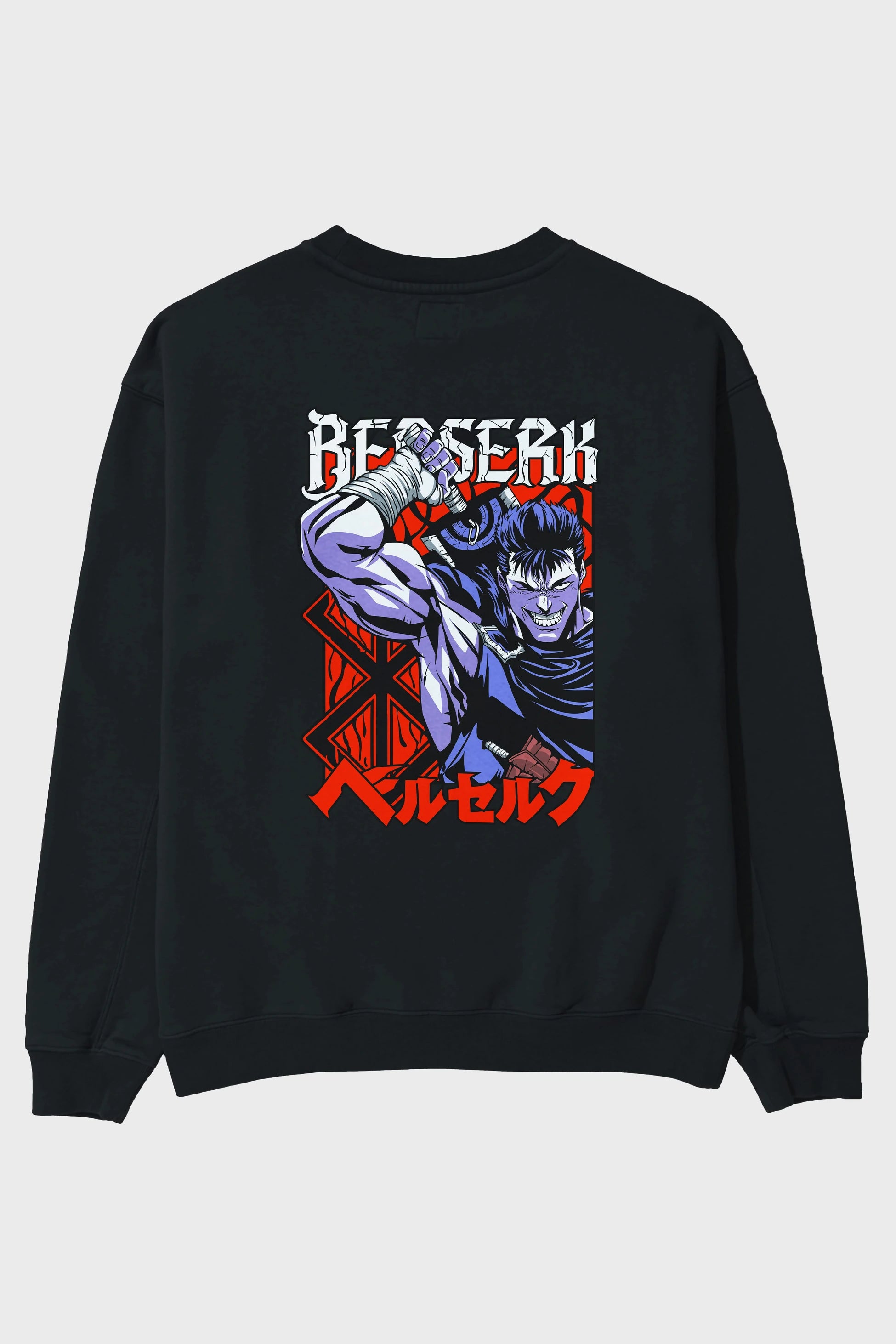 GUTS berserk Anime Arka Baskılı Oversize Sweatshirt Erkek Kadın Unisex