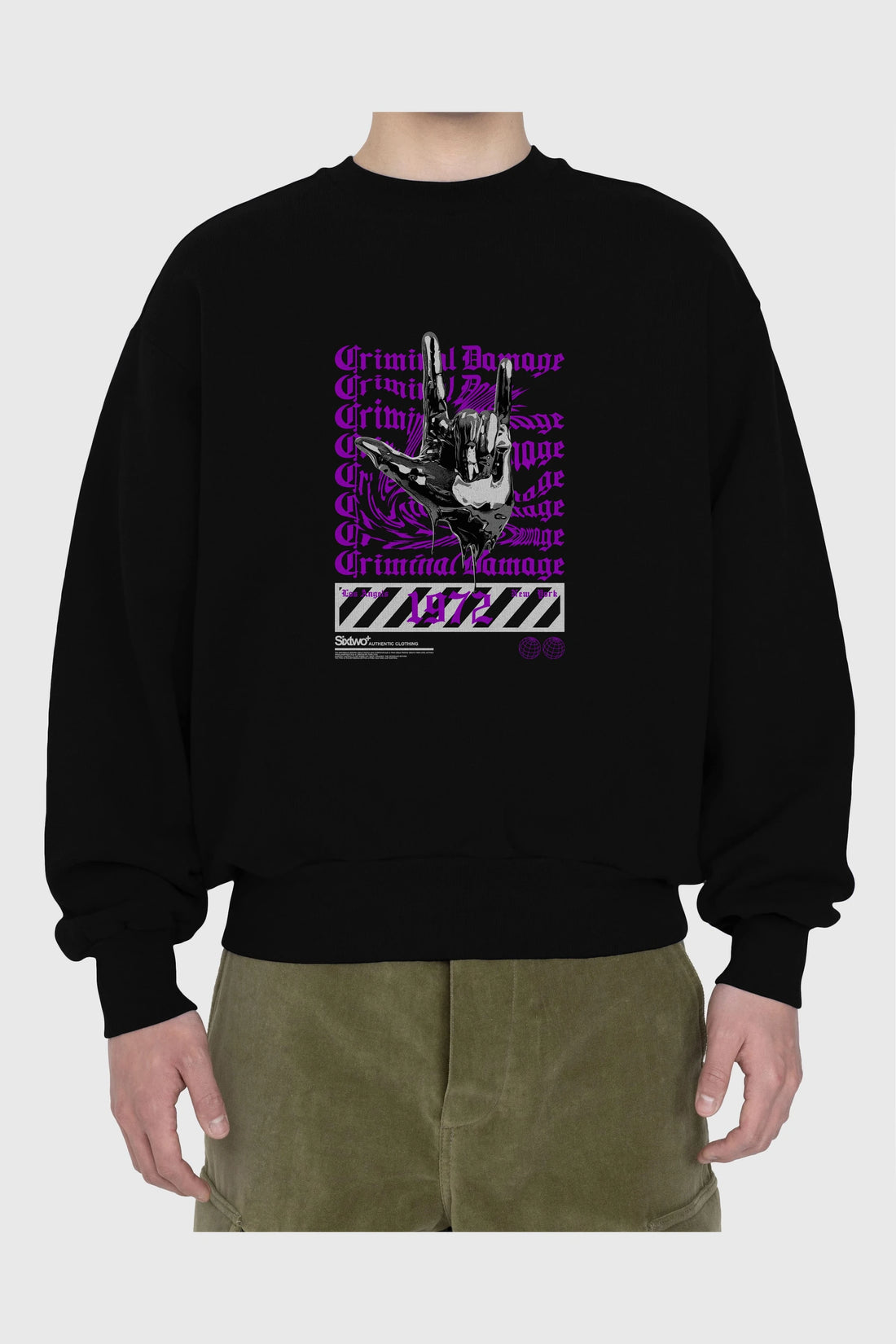 Criminal Damage 2 Ön Baskılı Oversize Sweatshirt Erkek Kadın Unisex