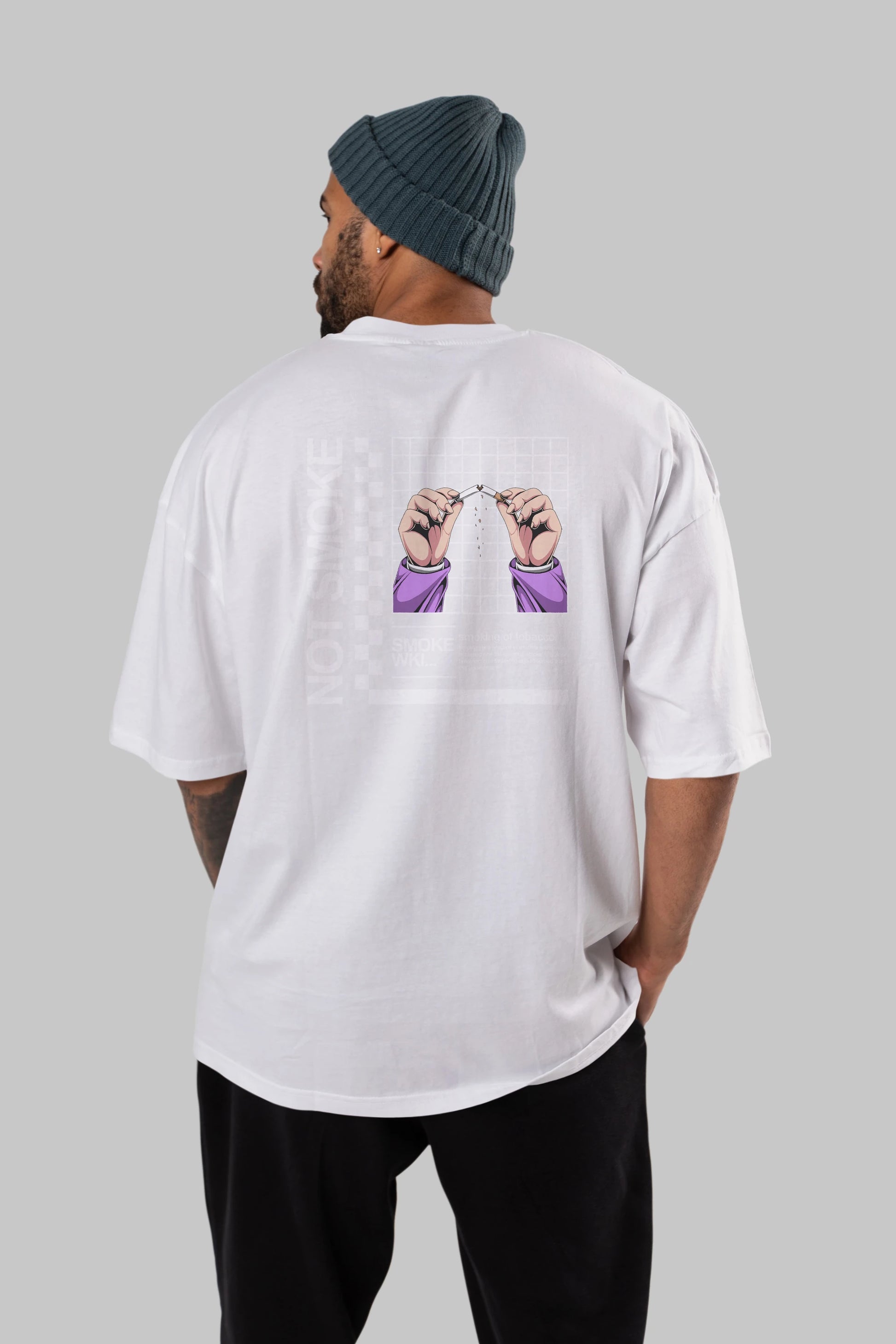 Not Smoke Arka Baskılı Oversize t-shirt Erkek Kadın Unisex