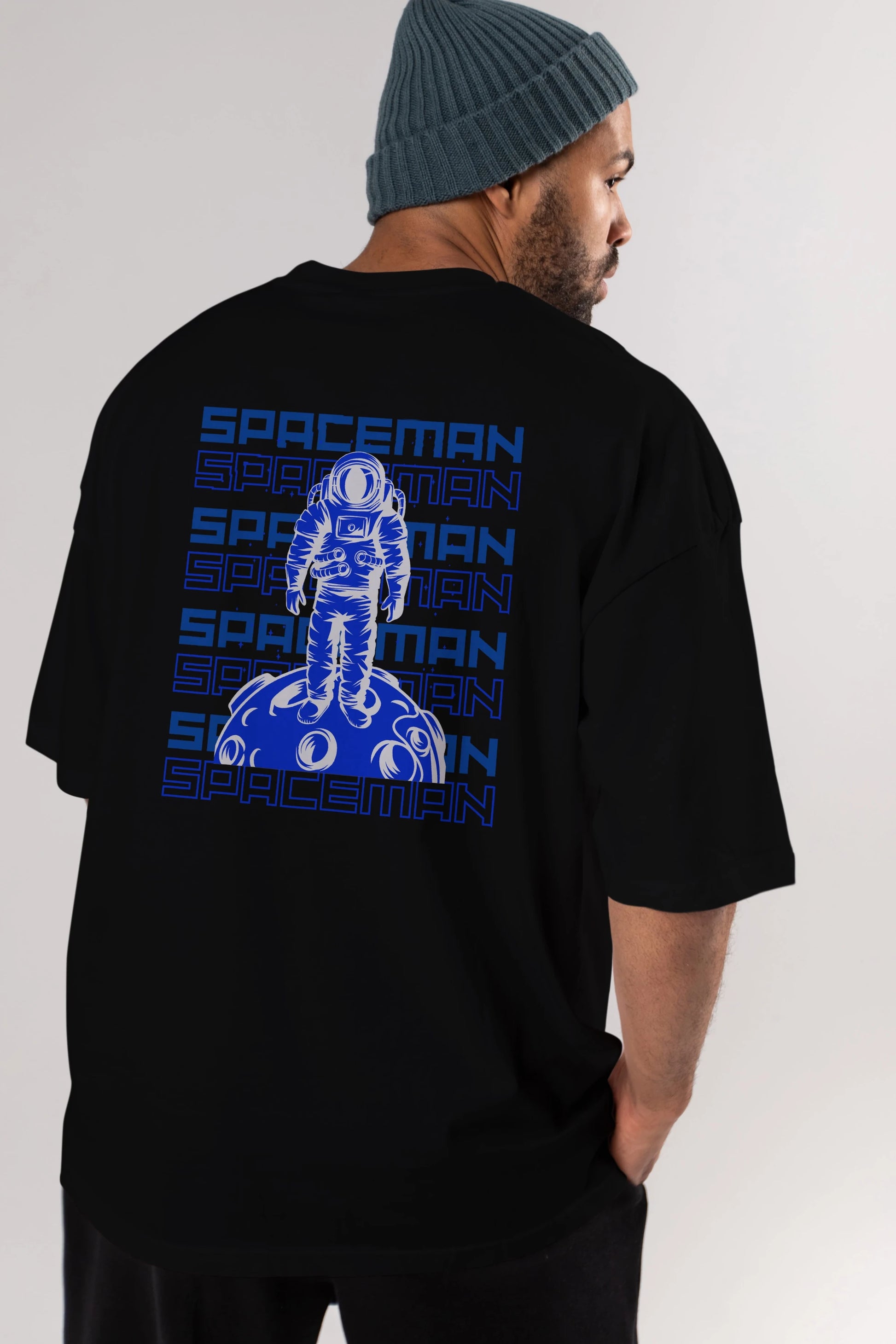 Spaceman Yazılı Arka Baskılı Oversize t-shirt Erkek Kadın Unisex
