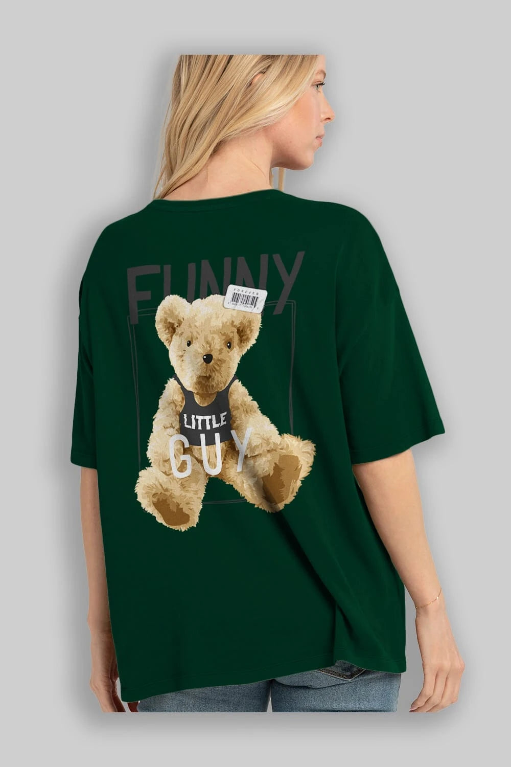 Teddy Bear Funny Arka Baskılı Oversize t-shirt Erkek Kadın Unisex %100 Pamuk
