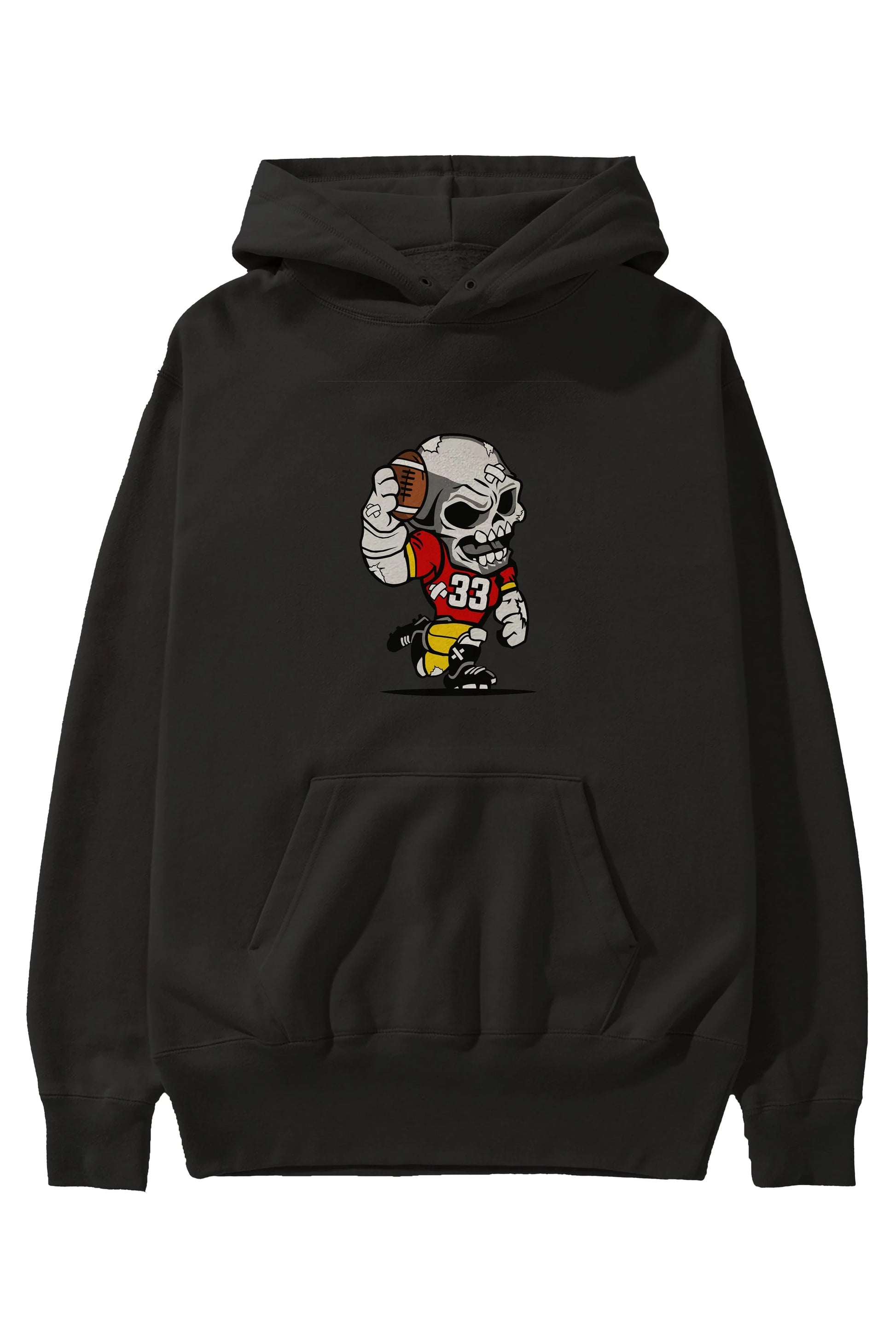 Skull Football Player Ön Baskılı Hoodie Oversize Kapüşonlu Sweatshirt Erkek Kadın Unisex