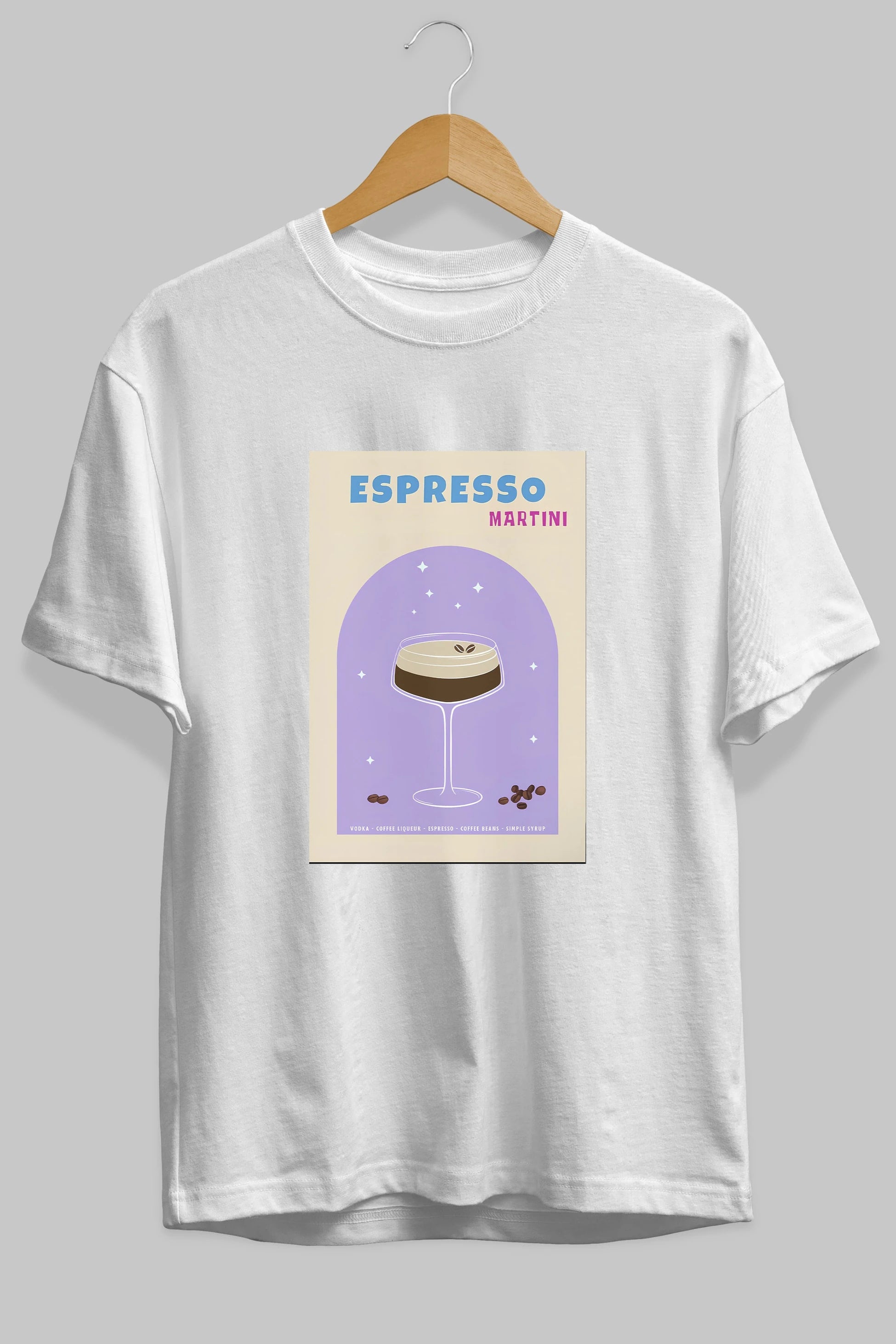 Espresso Martini 5 Ön Baskılı Oversize t-shirt Erkek Kadın Unisex %100 Pamuk Bisiklet Yaka tişort