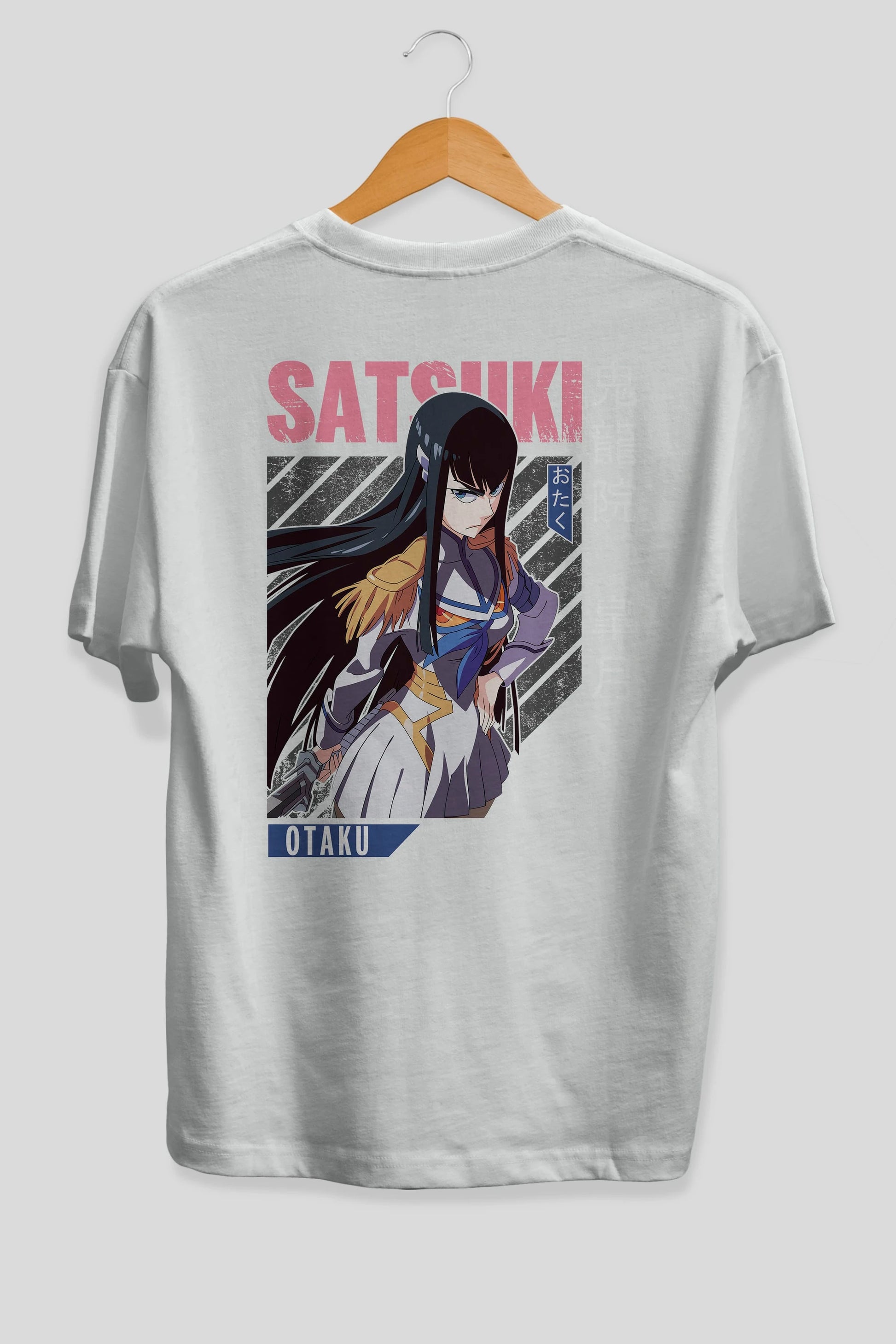 Satsuki Kiryuuin 8 Anime Arka Baskılı Oversize t-shirt Erkek Kadın Unisex