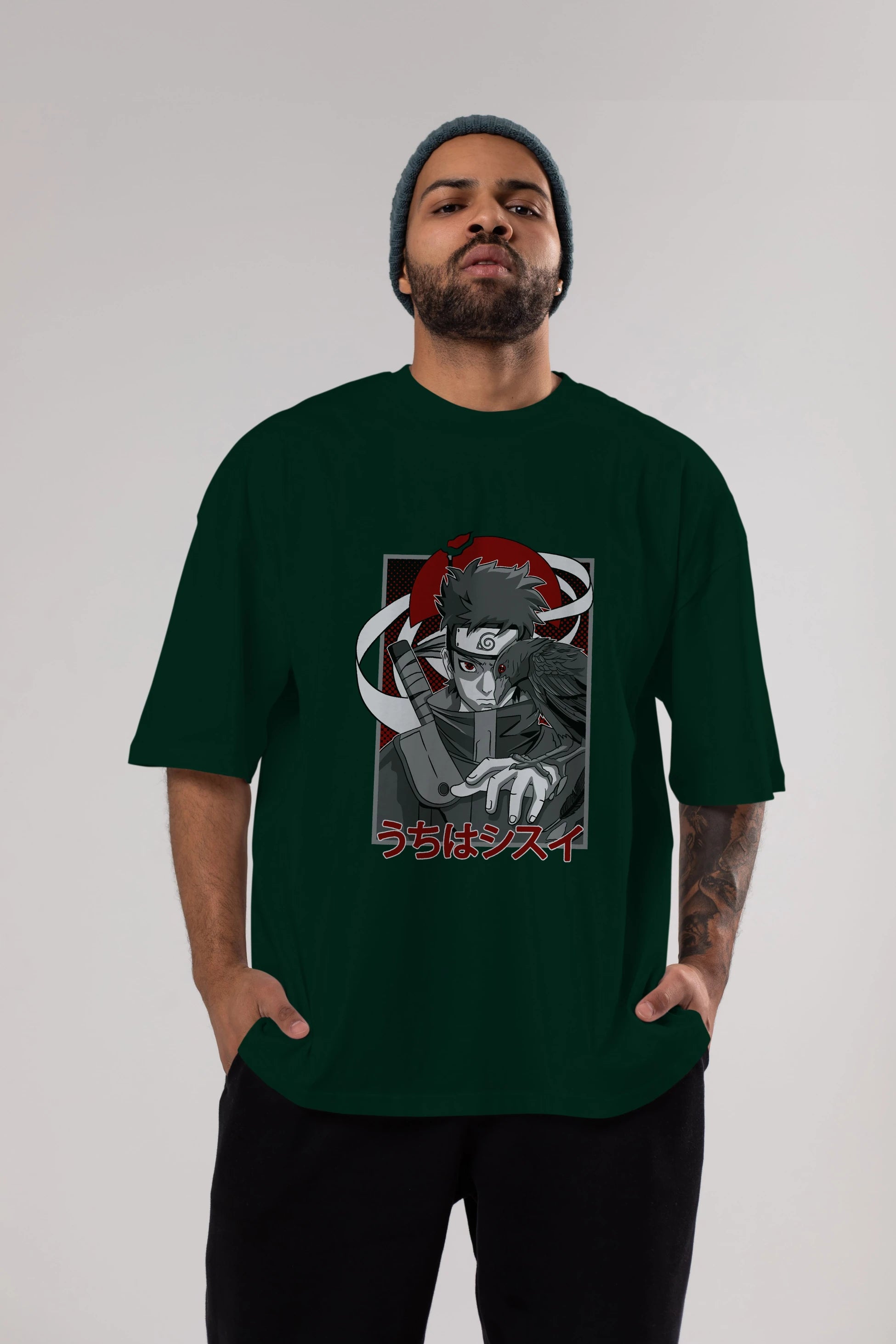 SHISUI UCHIHA NARUTO Anime Ön Baskılı Oversize t-shirt %100 pamuk Erkek Kadın Unisex