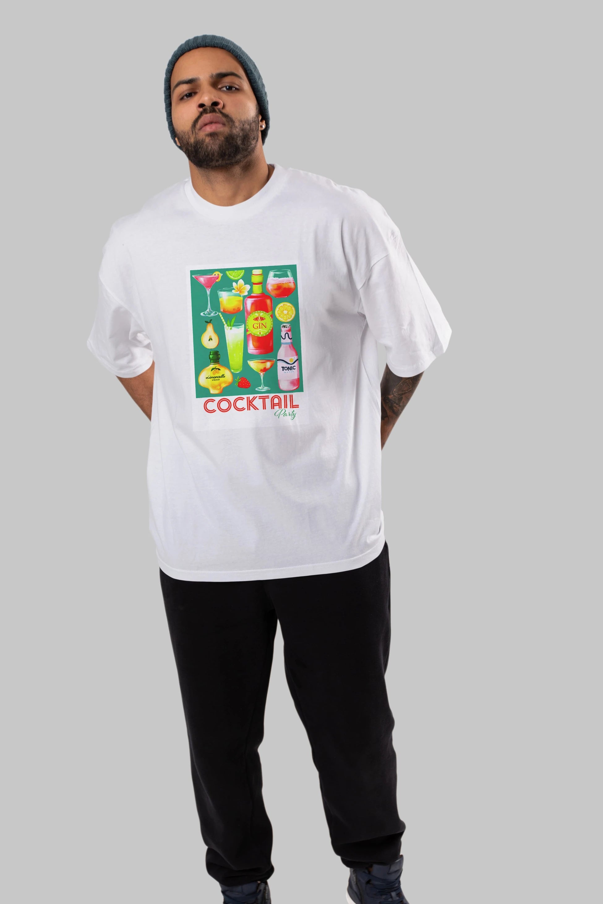 Cocktail Party 2 Ön Baskılı Oversize t-shirt Erkek Kadın Unisex %100 Pamuk Bisiklet Yaka tişort