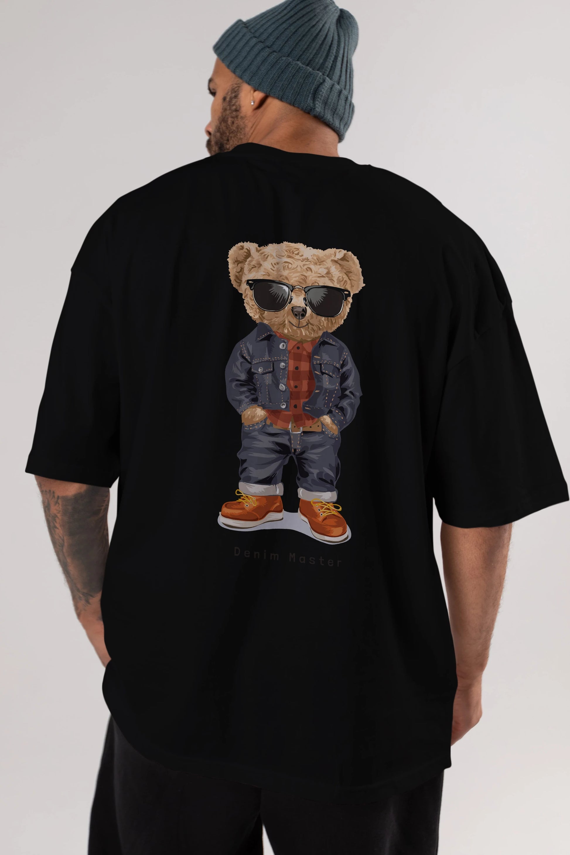 Teddy Bear Tarz Arka Baskılı Oversize t-shirt Erkek Kadın Unisex %100 Pamuk