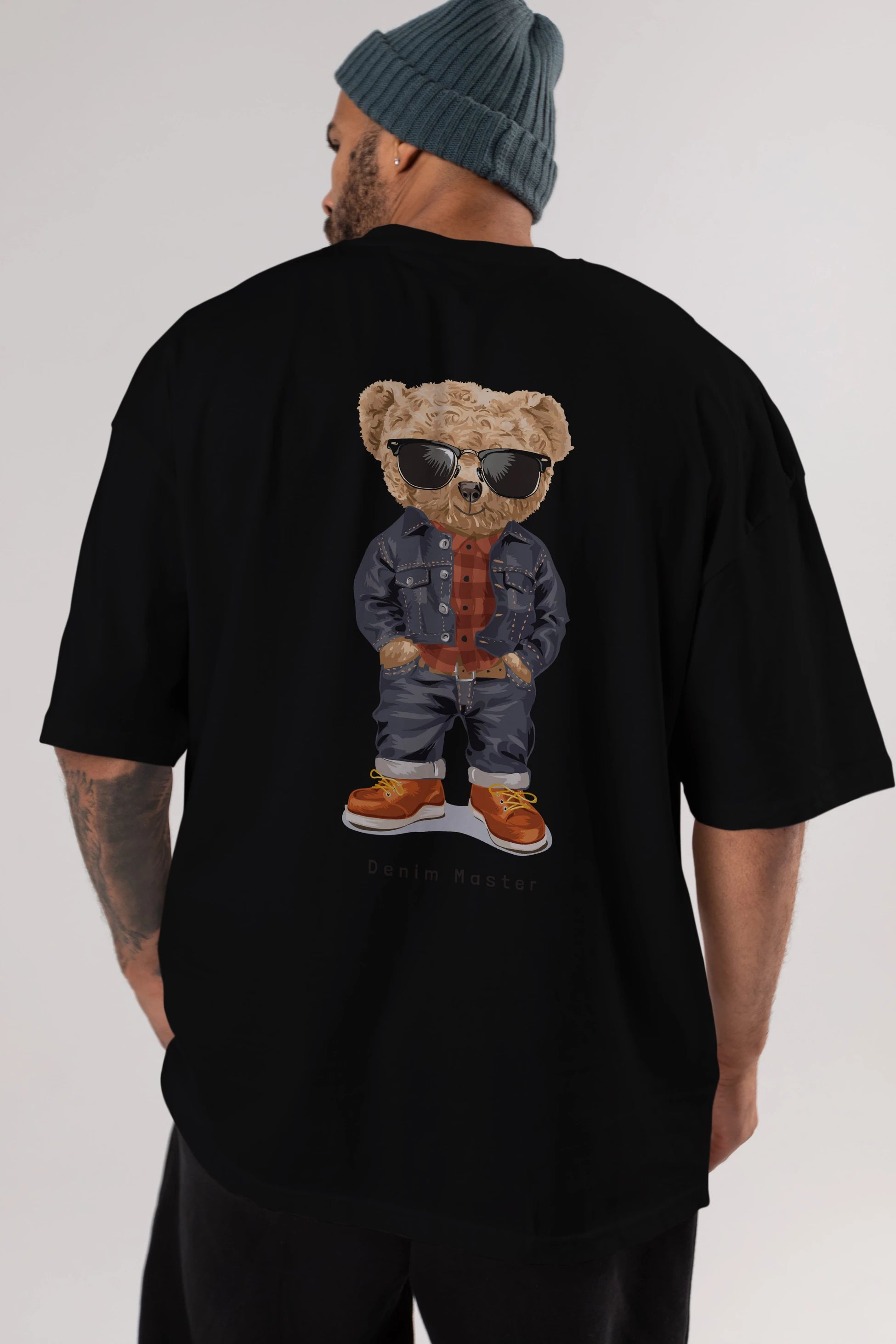 Teddy Bear Tarz Arka Baskılı Oversize t-shirt Erkek Kadın Unisex %100 Pamuk