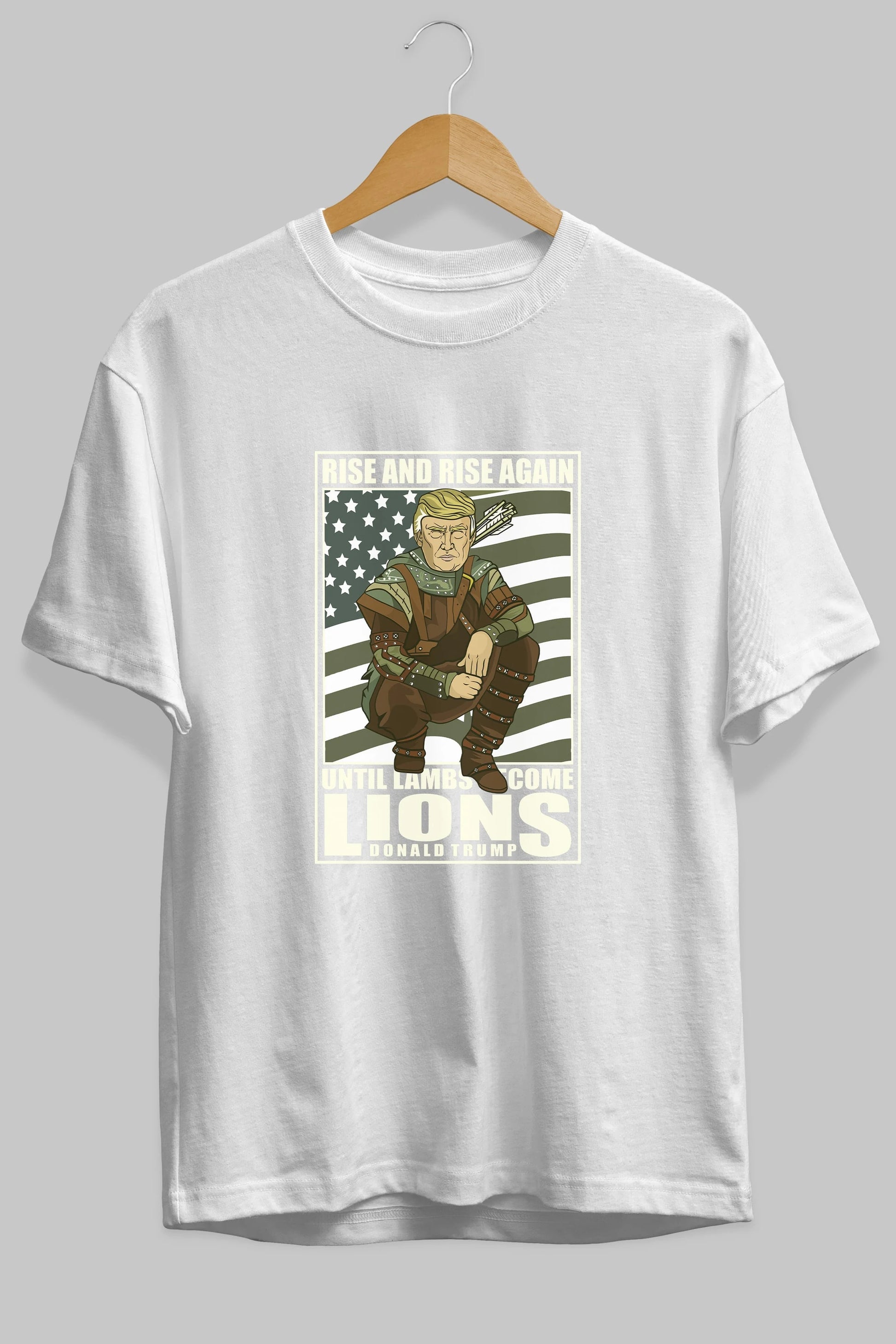 Robin Hood Trump Ön Baskılı Oversize t-shirt Erkek Kadın Unisex %100 Pamuk tişort