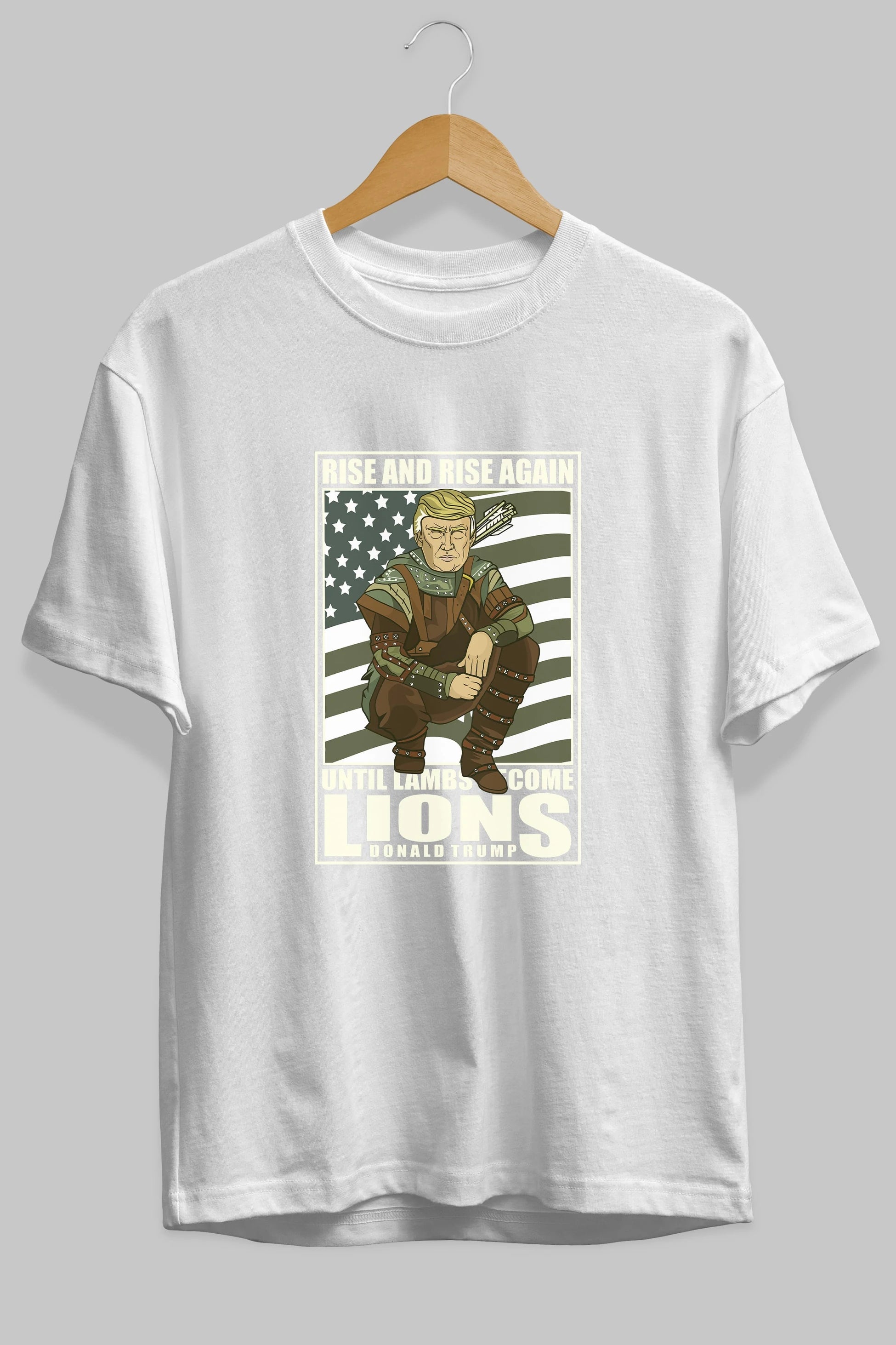 Robin Hood Trump Ön Baskılı Oversize t-shirt Erkek Kadın Unisex %100 Pamuk tişort