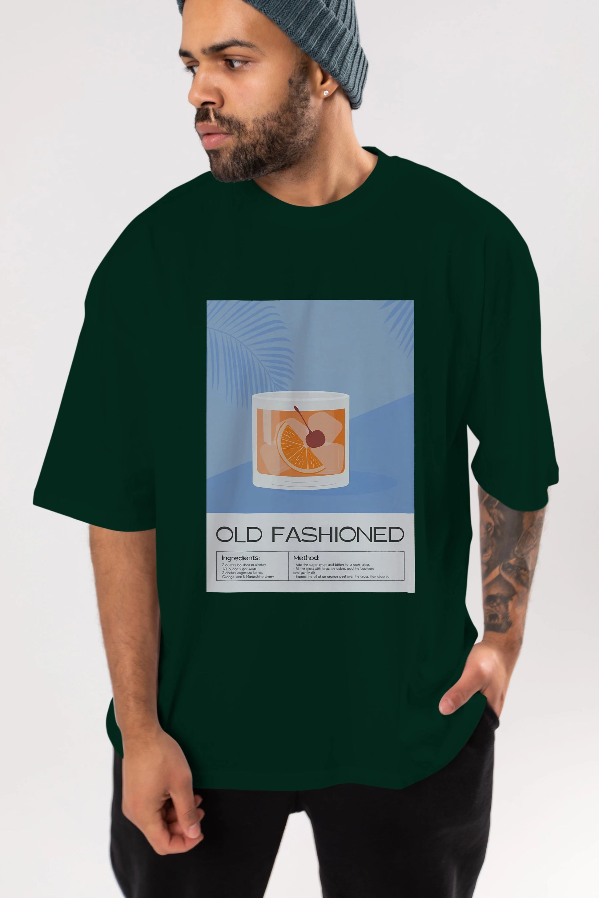 Old Fashioned 3 Ön Baskılı Oversize t-shirt Erkek Kadın Unisex %100 Pamuk Bisiklet Yaka tişort