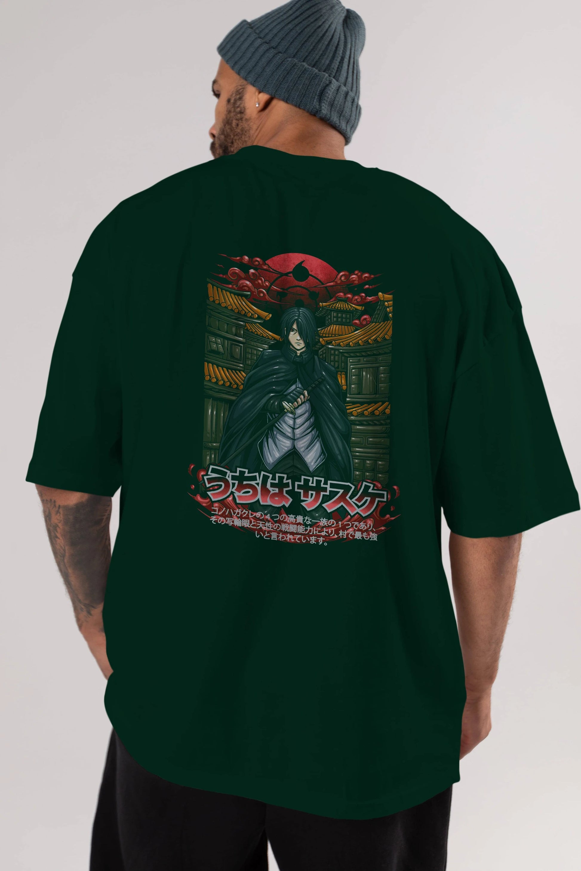 NARUTO SASUKE UCHIHA 1 Anime Arka Baskılı Oversize t-shirt Erkek Kadın Unisex