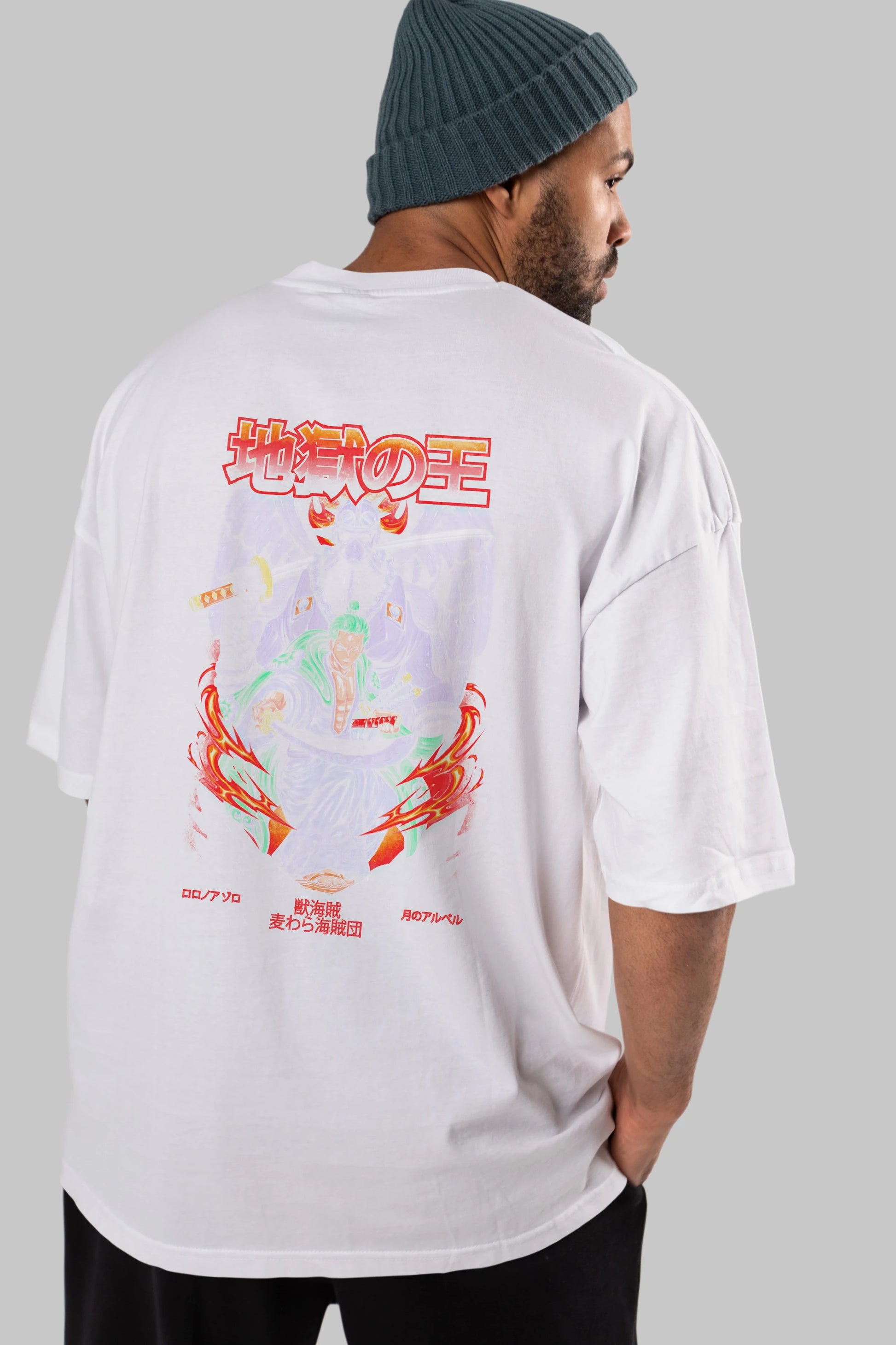 Roronoa Zoro 4 Anime Arka Baskılı Oversize t-shirt Erkek Kadın Unisex