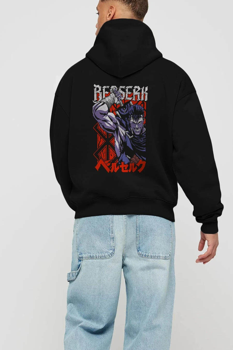 GUTS berserk Anime Arka Baskılı Hoodie Oversize Kapüşonlu Sweatshirt Erkek Kadın Unisex