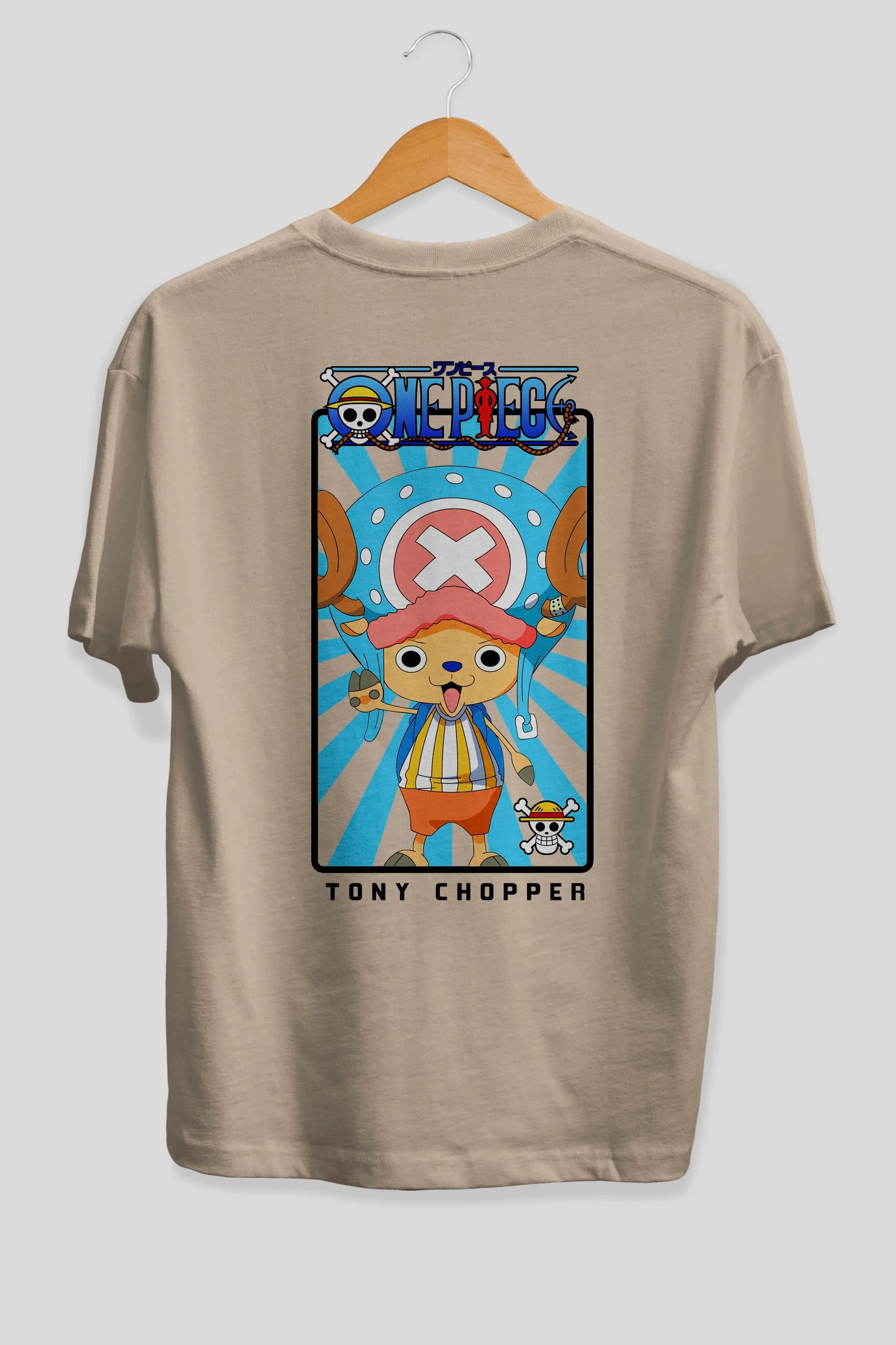 Chopper Anime Arka Baskılı Oversize t-shirt Erkek Kadın Unisex %100 pamuk tişort
