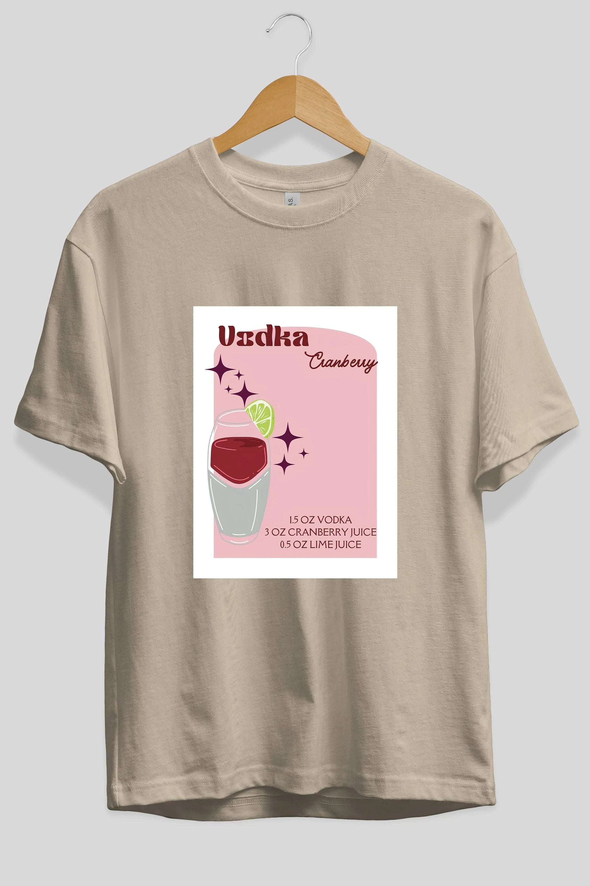 Vodka Cranberry 2 Ön Baskılı Oversize t-shirt Erkek Kadın Unisex %100 Pamuk Bisiklet Yaka tişort