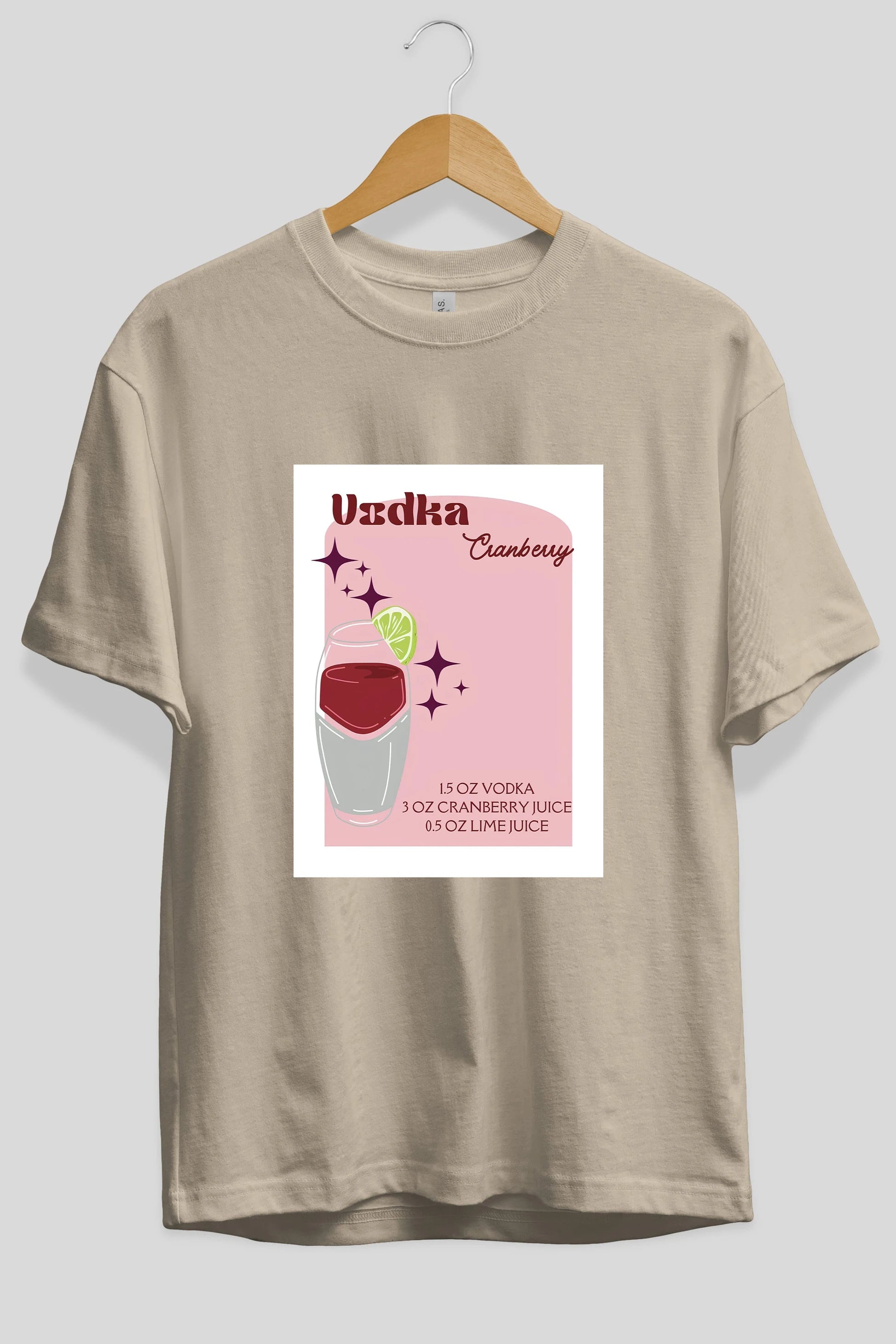 Vodka Cranberry 2 Ön Baskılı Oversize t-shirt Erkek Kadın Unisex %100 Pamuk Bisiklet Yaka tişort