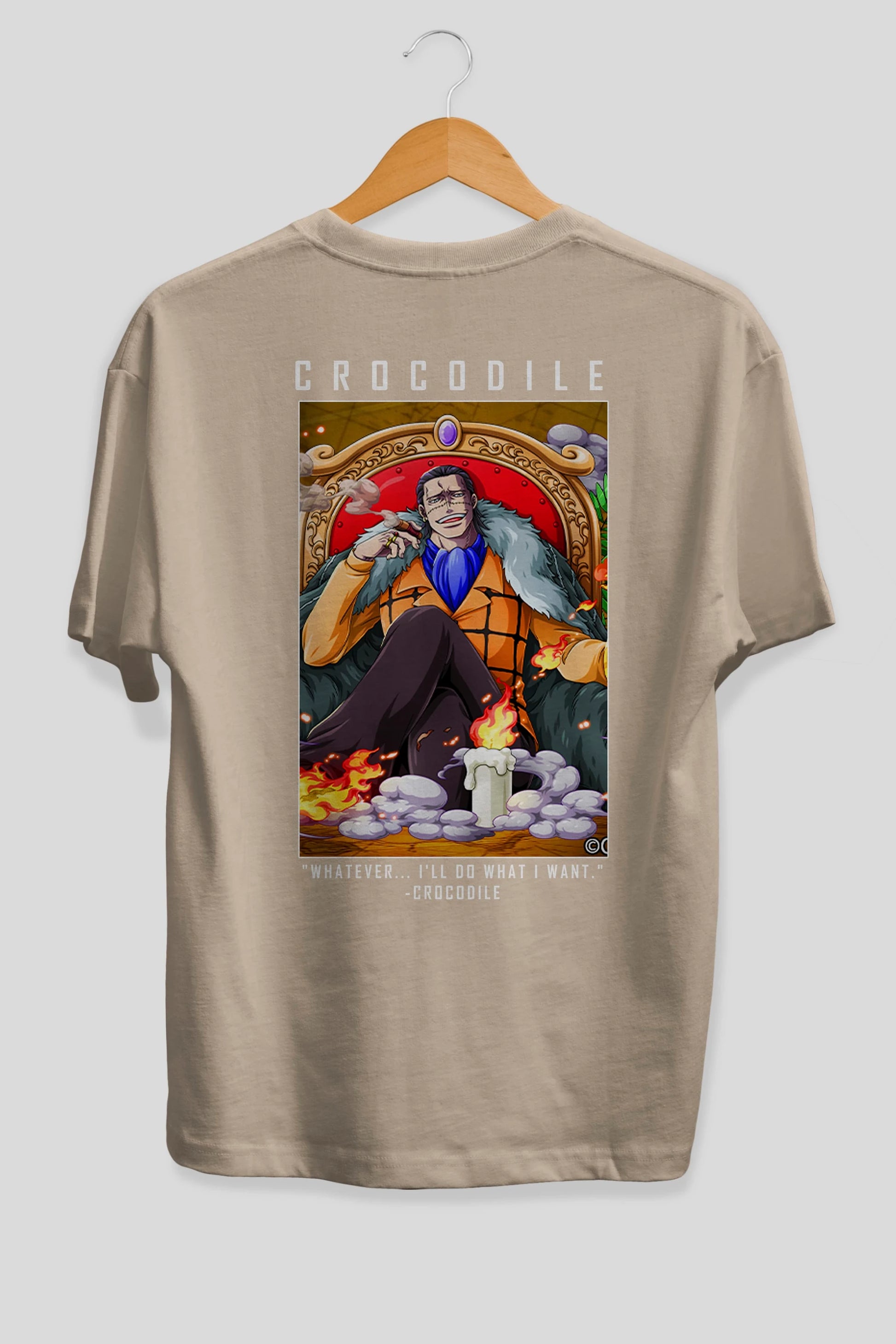 Crocodile Anime Arka Baskılı Oversize t-shirt Erkek Kadın Unisex %100 pamuk tişort