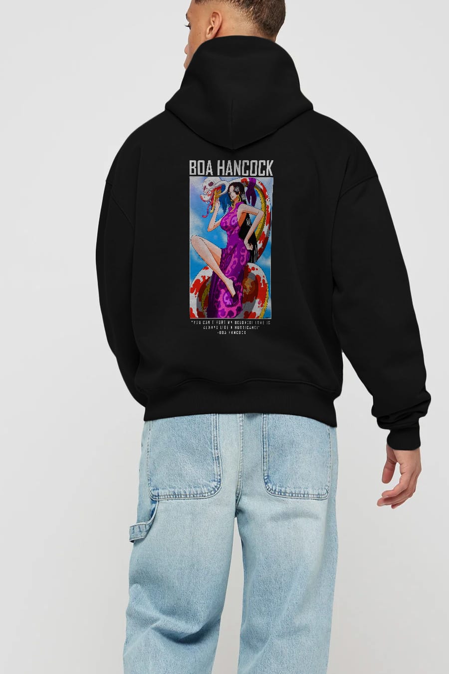 Boa Hancock Anime Arka Baskılı Hoodie Oversize Kapüşonlu Sweatshirt Erkek Kadın Unisex