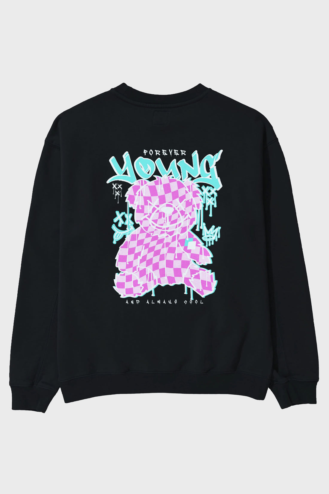 Young and Always Cool Bear Arka Baskılı Oversize Sweatshirt Erkek Kadın Unisex