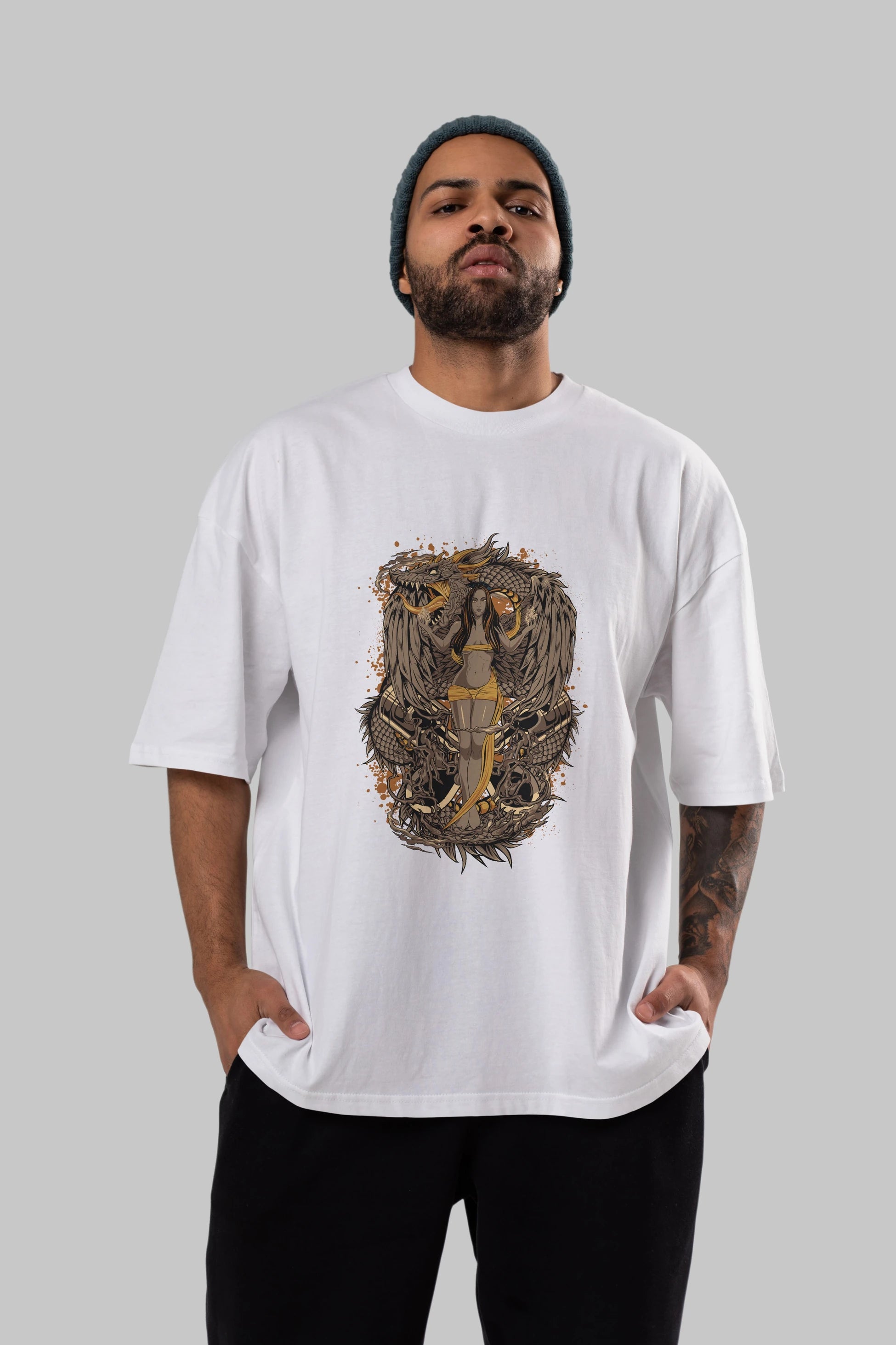 TRIBAL (3) Anime Ön Baskılı Oversize t-shirt %100 pamuk Erkek Kadın Unisex